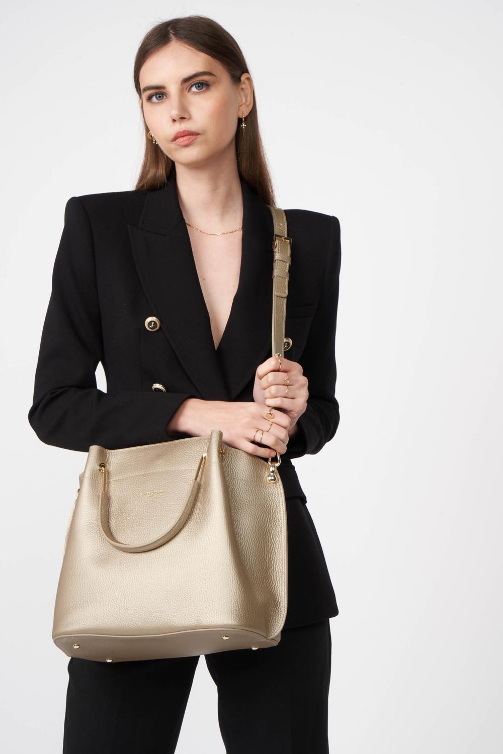 Large handbag - foulonné double LANCASTER Golden