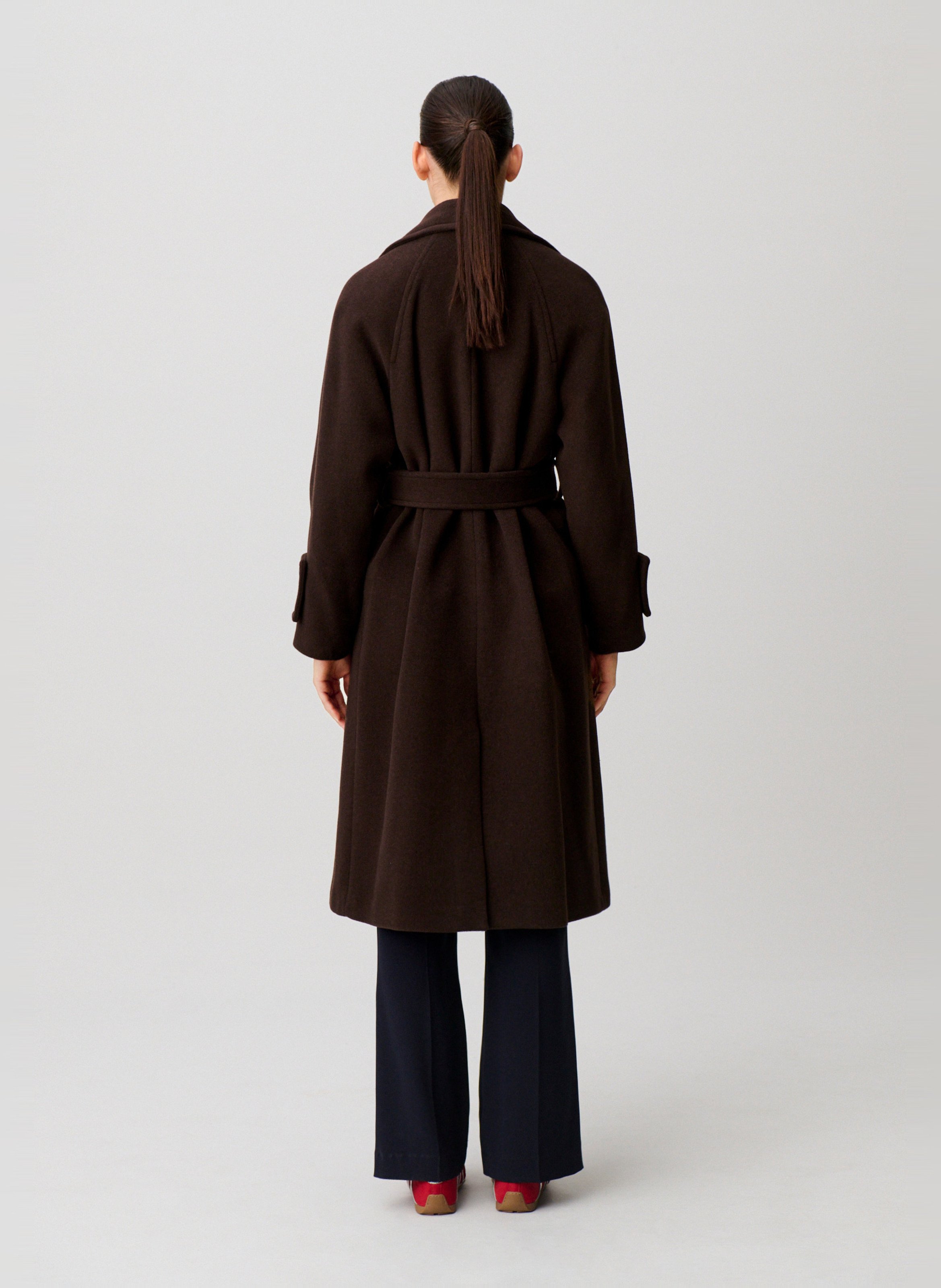 Manteau droit en laine mélangée gama CLAUDIE PIERLOT Marron