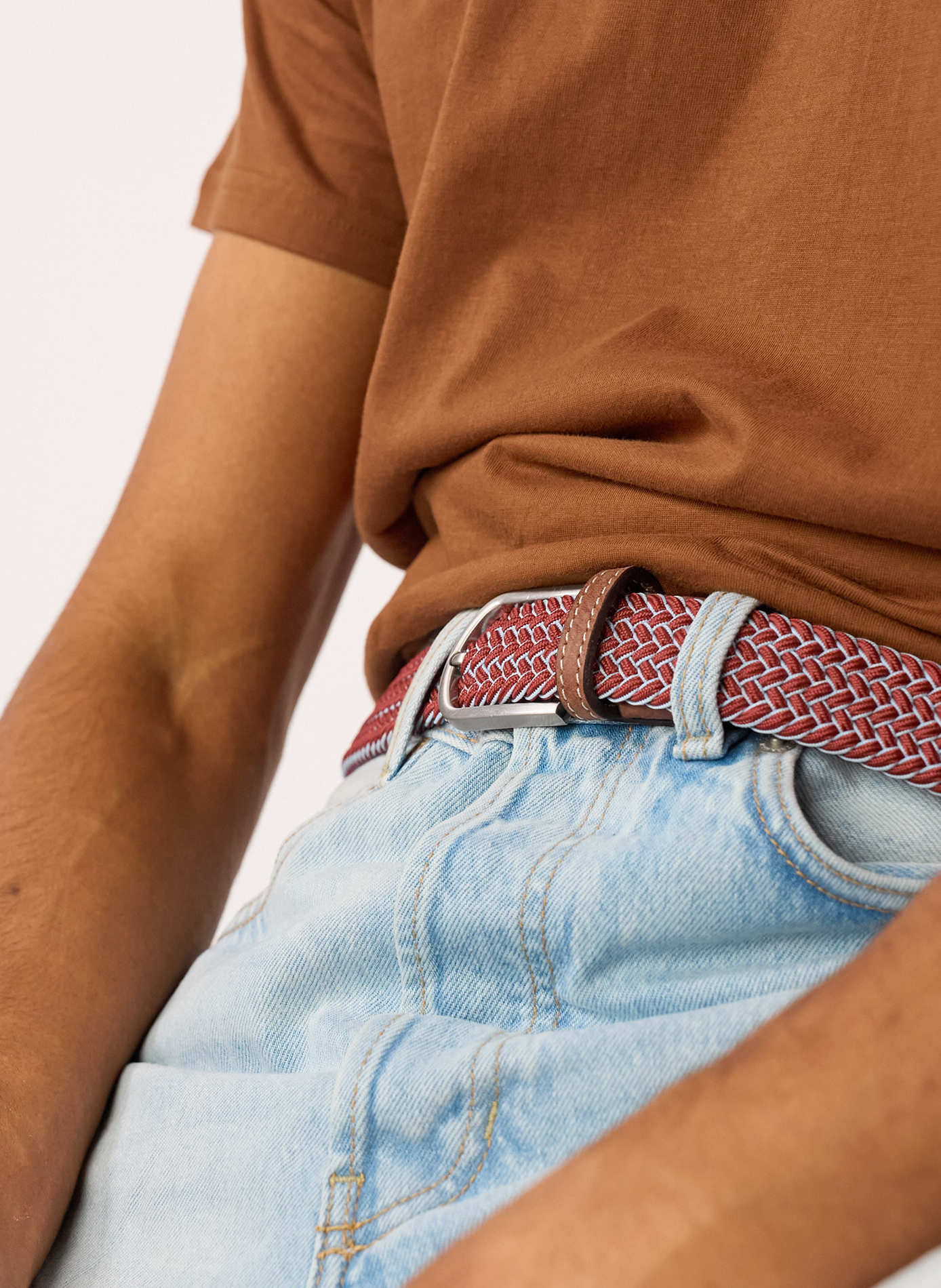 Ceinture tressée élastique multicolore BILLYBELT Rouge
