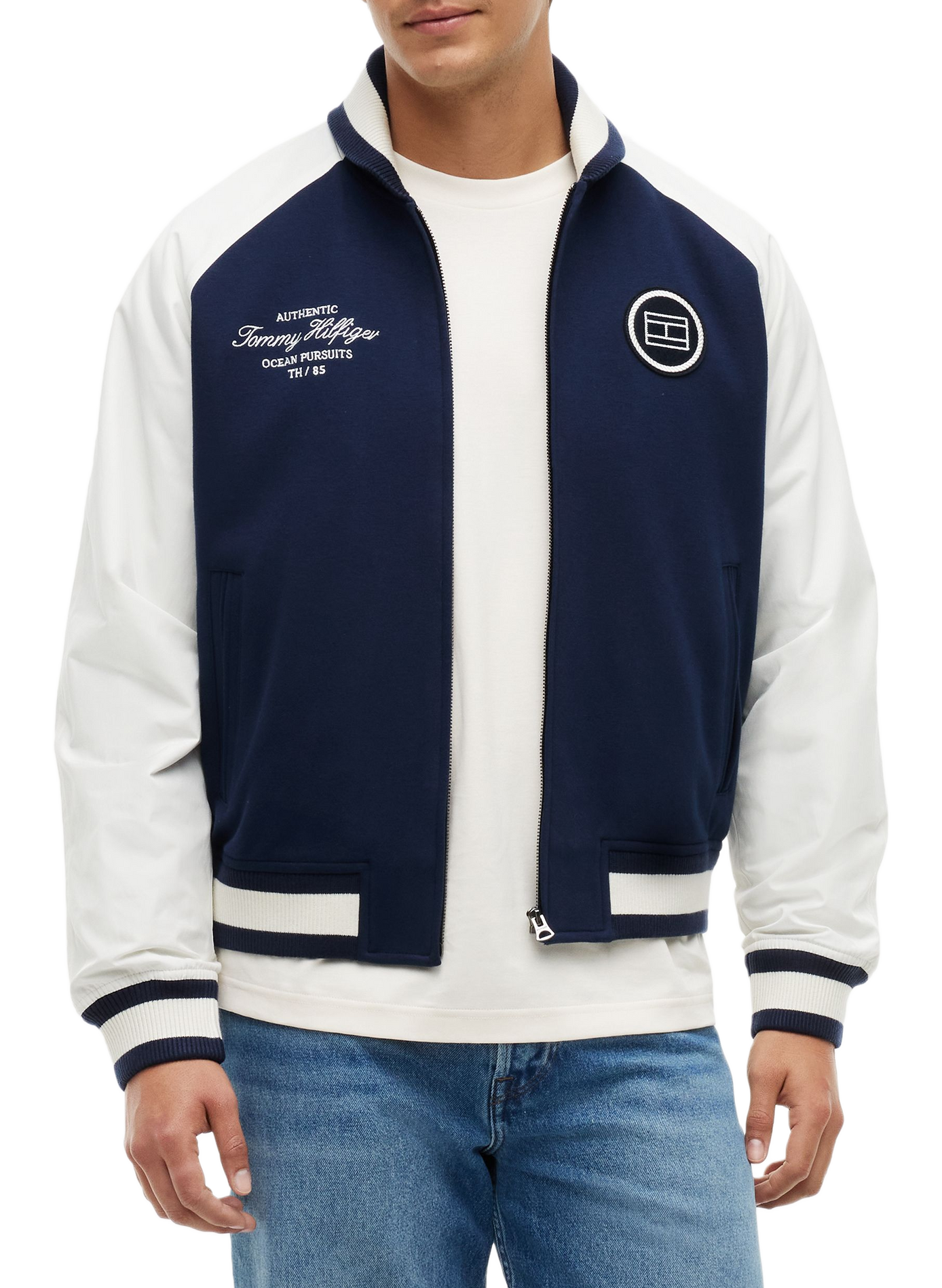 Mixed cotton varsity jacket TOMMY HILFIGER Blue