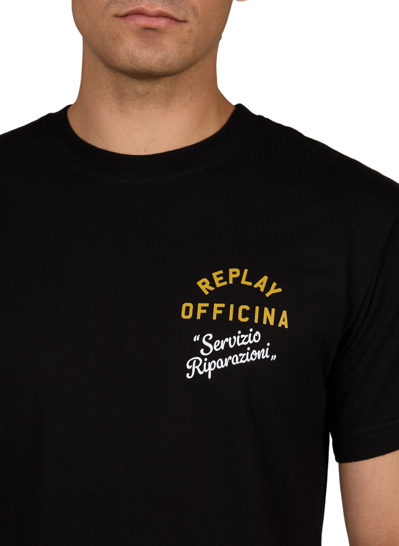 T-shirt with printed front and back in cotton REPLAY Black