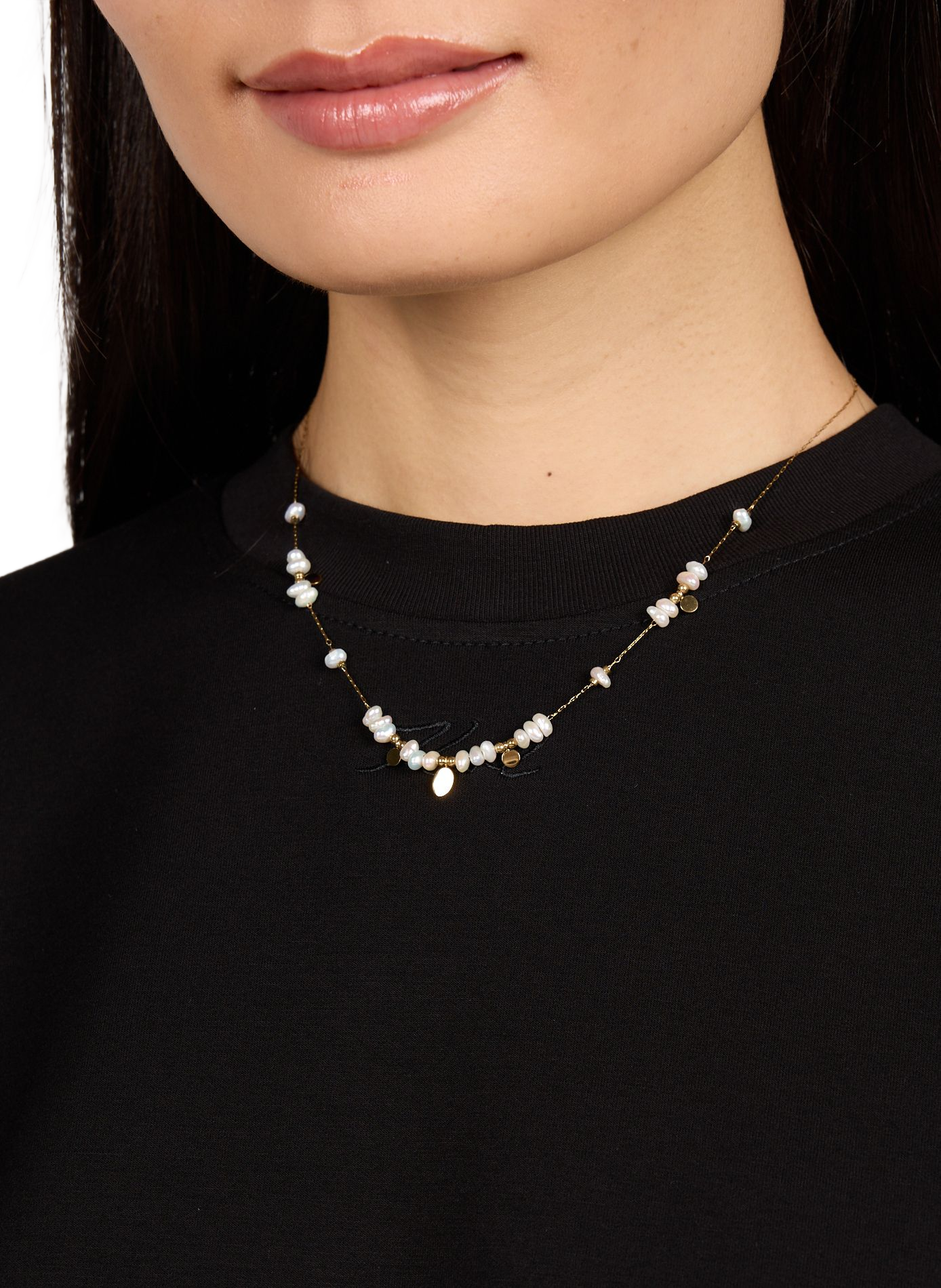 Steel necklace with pearls AU PRINTEMPS PARIS Beige