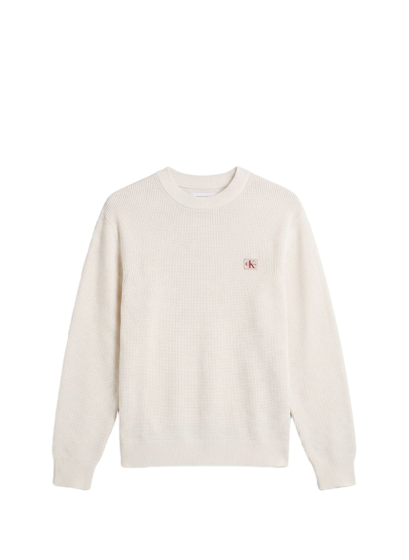 Straight knit cotton logo sweater CALVIN KLEIN Beige