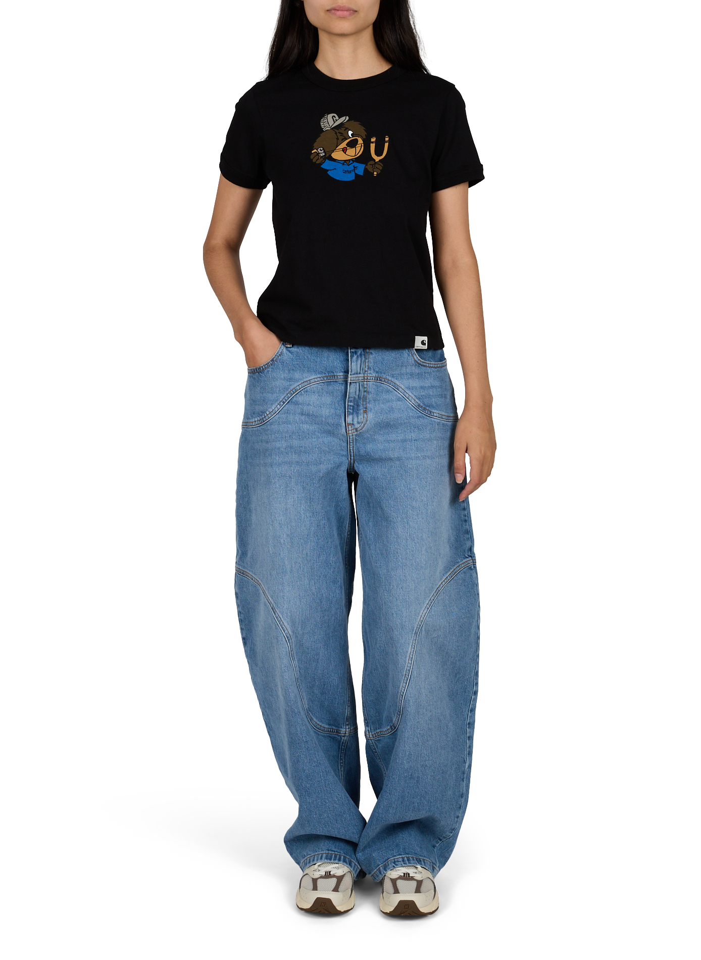 Rundhalsausschnitt T-Shirt aus Baumwolle CARHARTT WIP Schwarz
