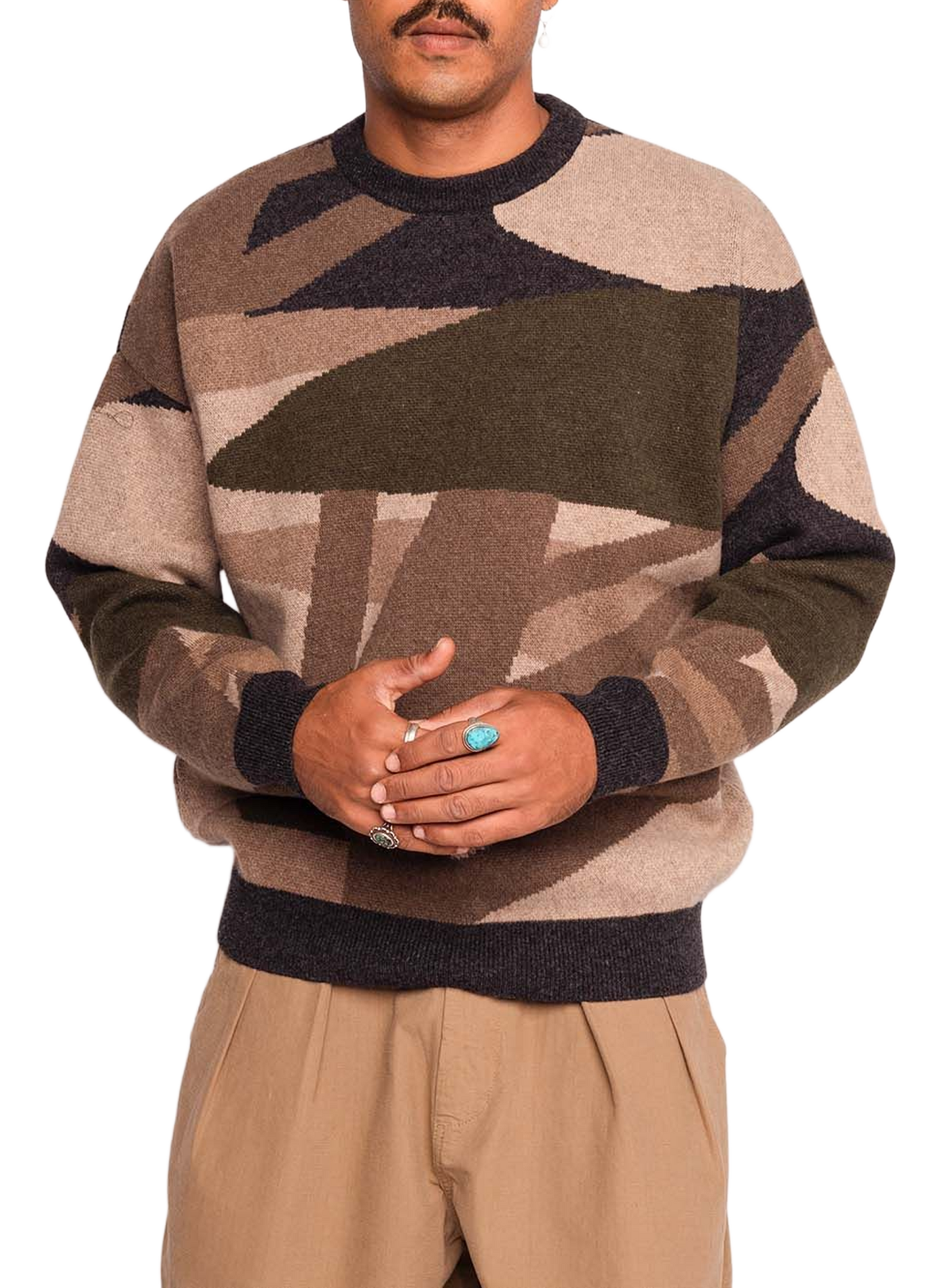 Pull col rond en laine OLOW Beige