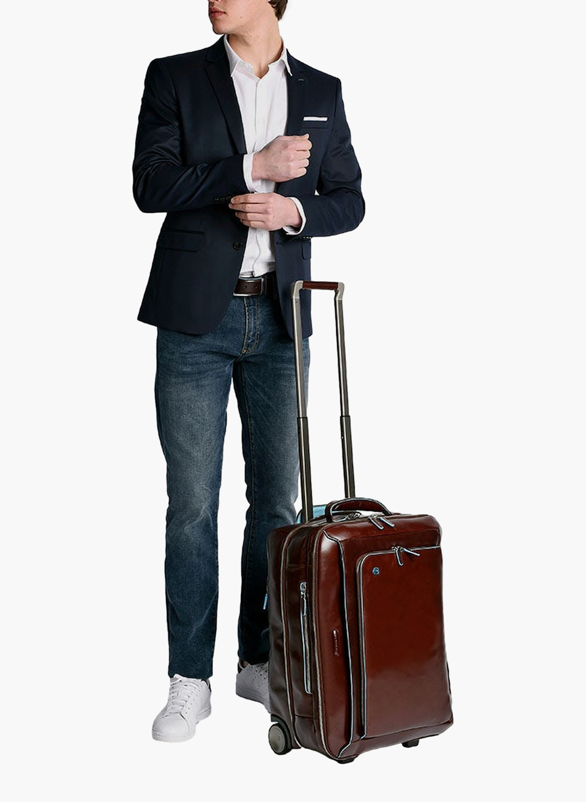 Valise à roulettes cabine avec coque à vêtements PIQUADRO Marron