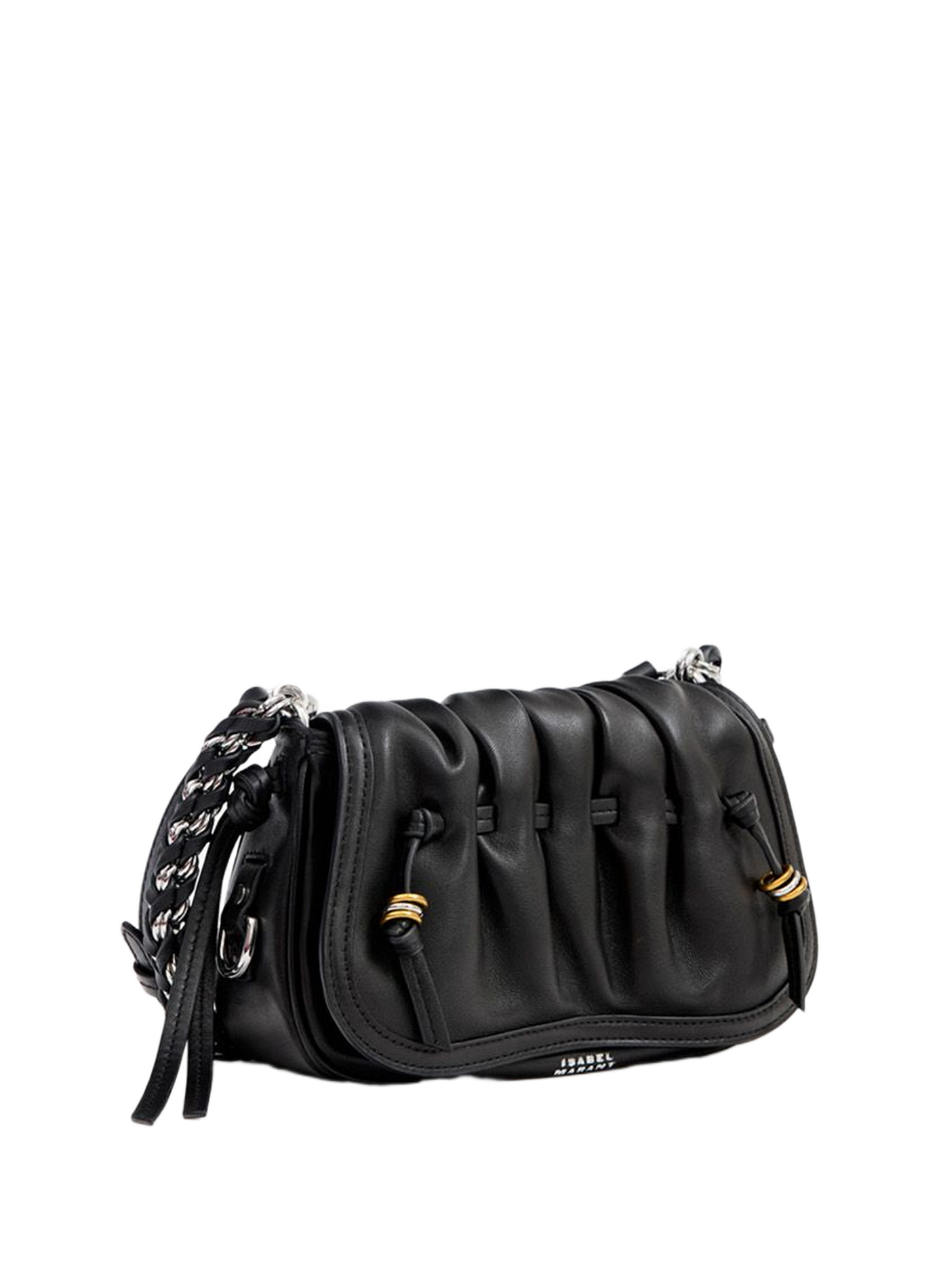 Schultertasche BOLTON XS aus plissiertem Leder ISABEL MARANT Schwarz