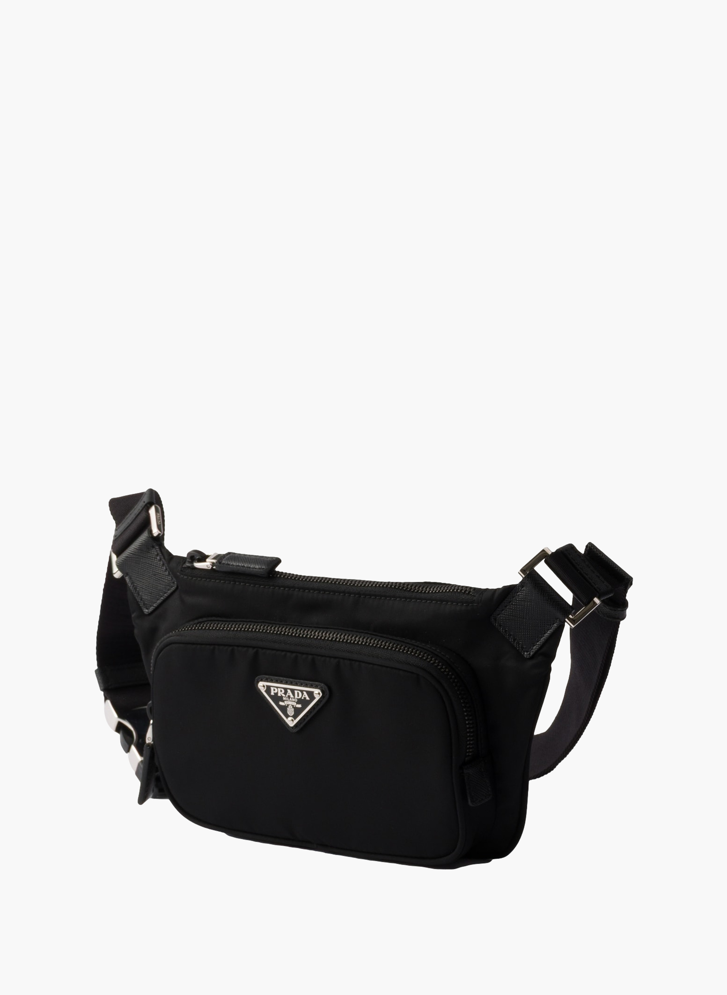 Sac porté épaule en re-nylon et cuir saffiano PRADA Noir