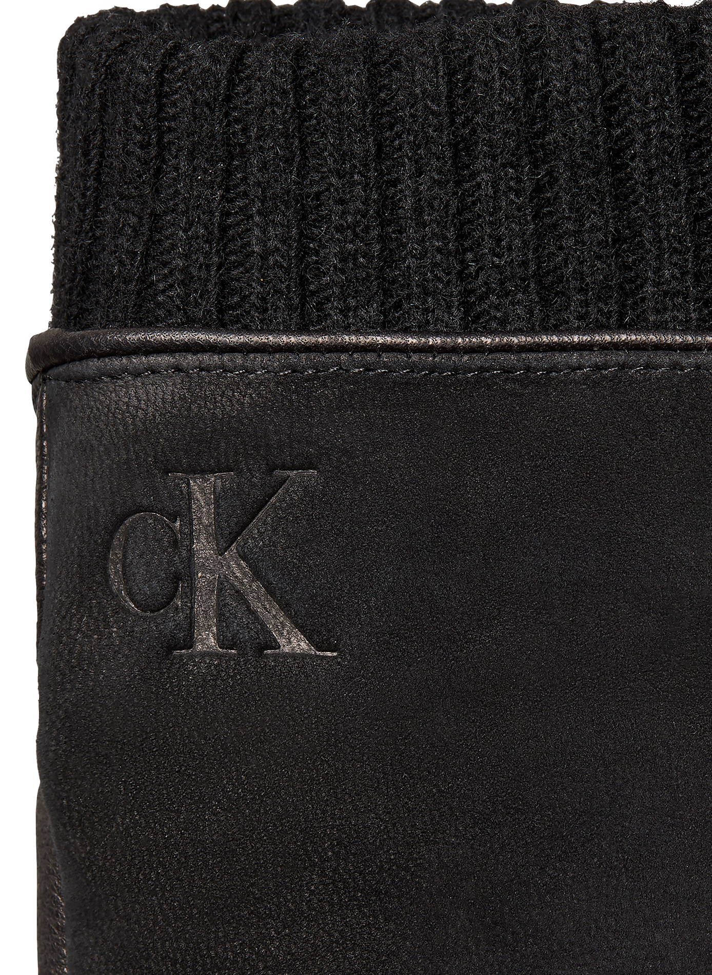 Gants unis en cuir CALVIN KLEIN Schwarz