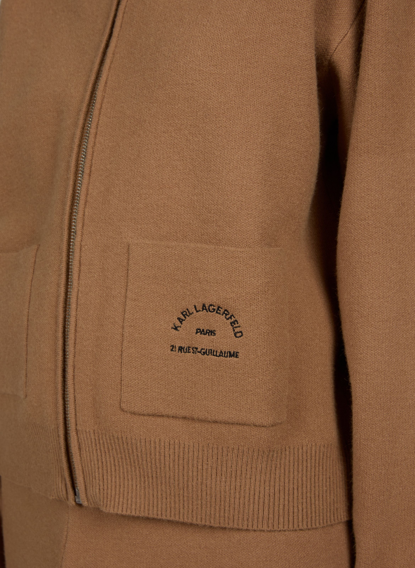 Straight zip-up hooded sweatshirt KARL LAGERFELD Beige