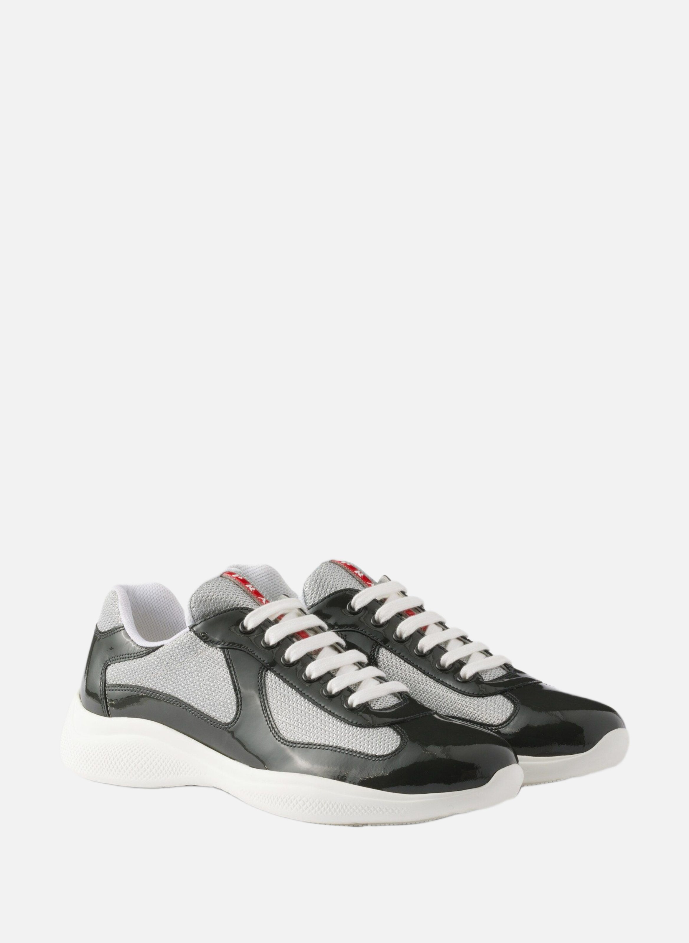 Sneakers prada america’s cup en cuir verni et tiss PRADA Gris