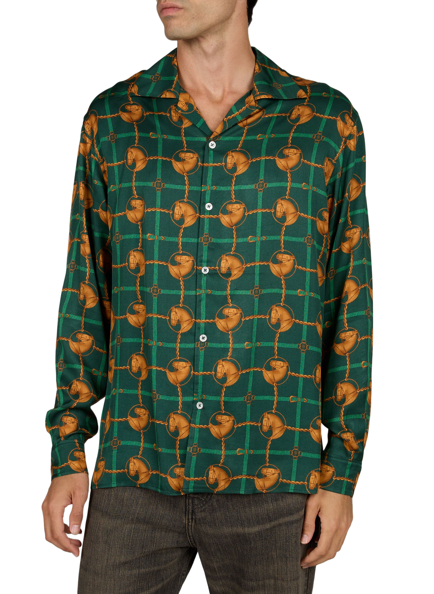 Printed flowing shirt DROLE DE MONSIEUR Green