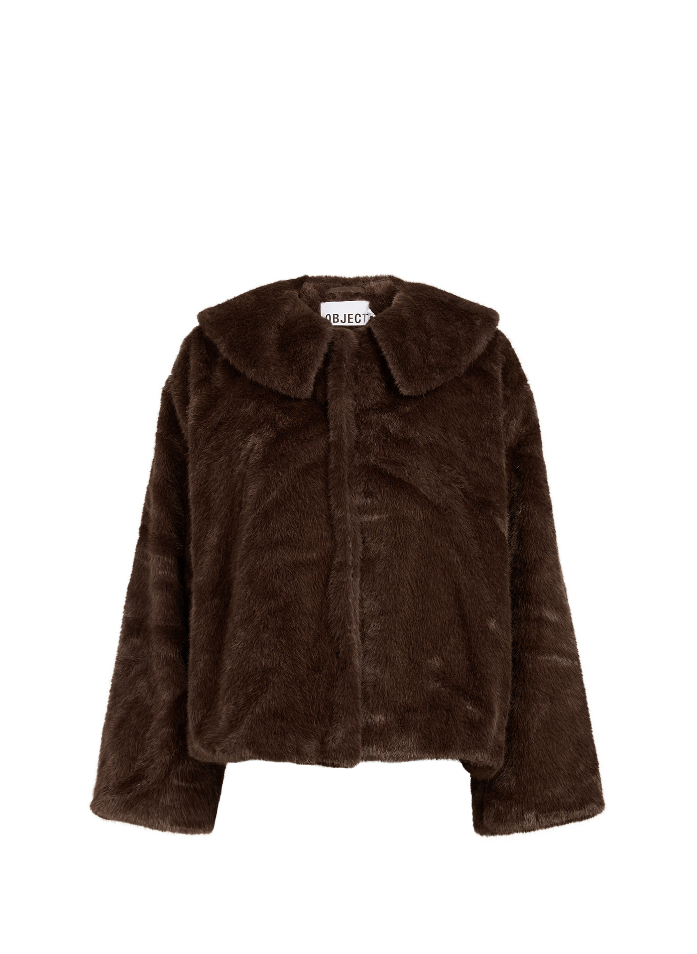 Veste col claudine en fourrure OBJECT Marron