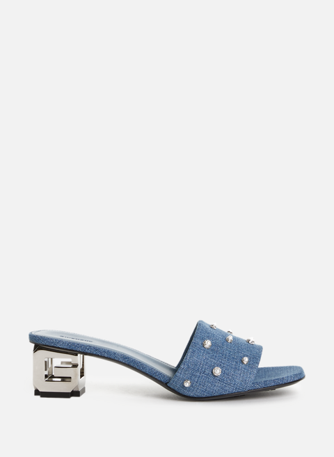 حذاء مفتوح من قماش الدنيم الأزرق بكعب عالي من جيفنشي 