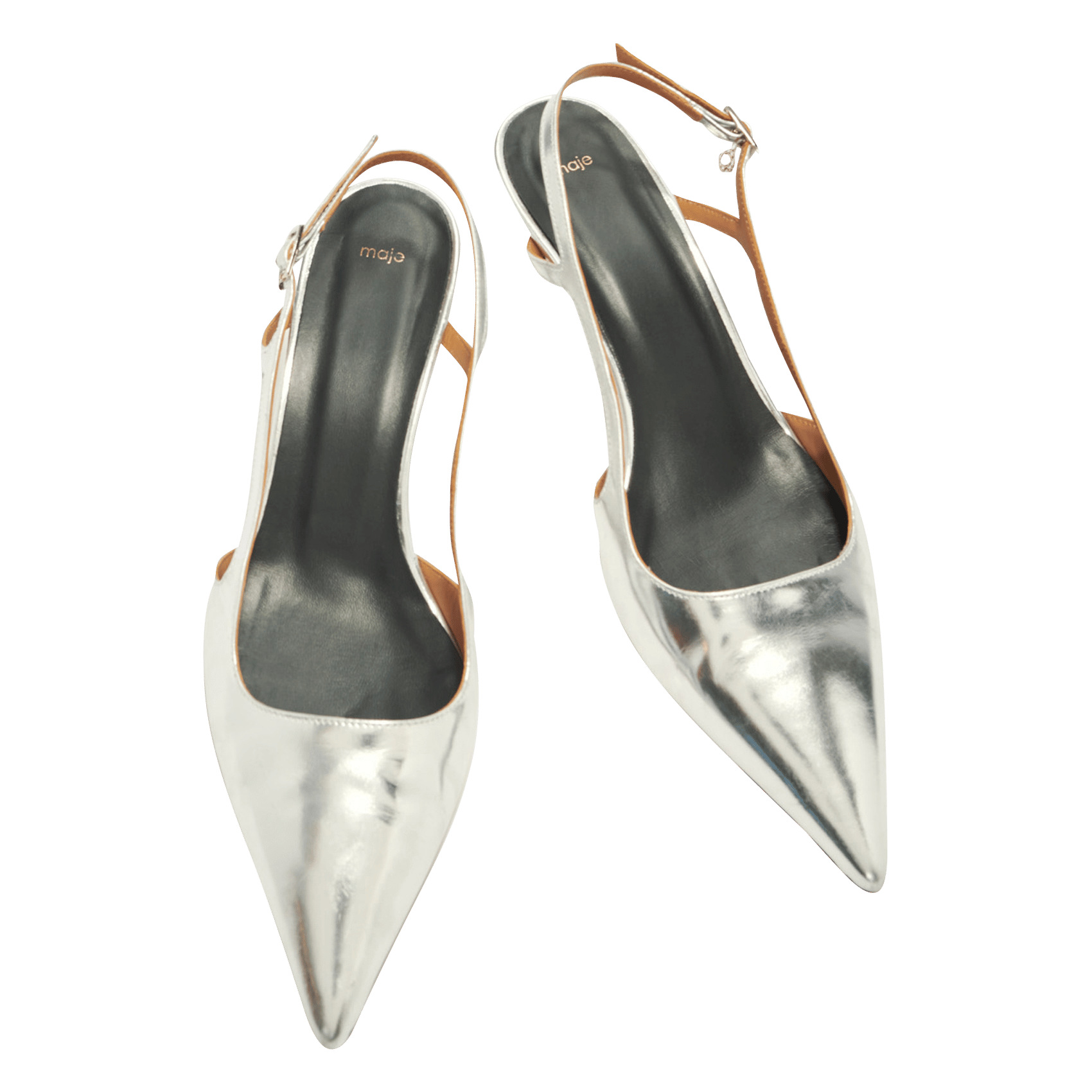 Escarpins en cuir métallisé MAJE Argent