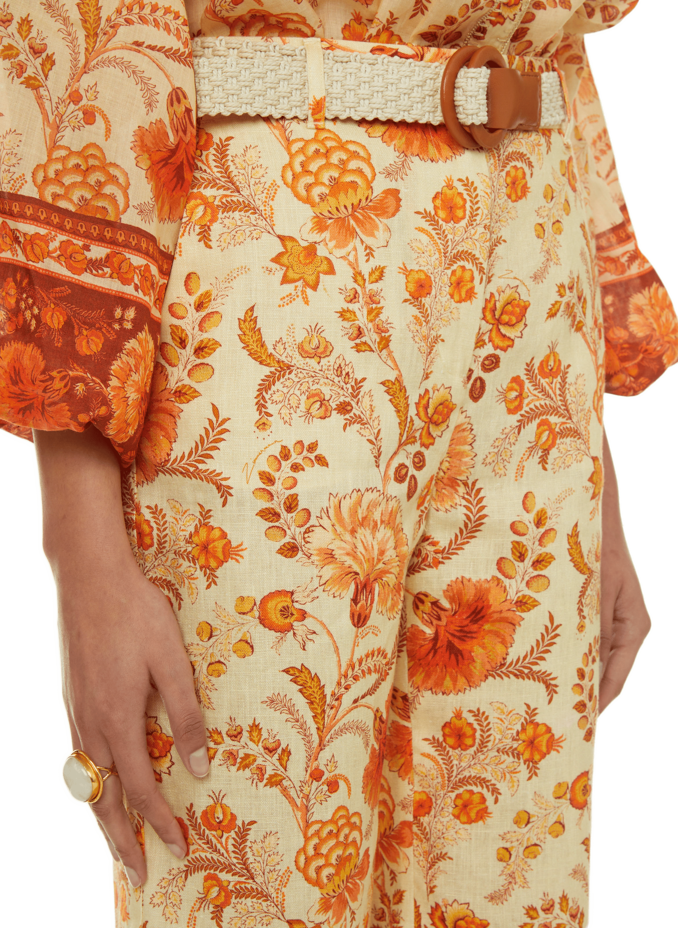 Pantalon large en lin ZIMMERMANN Orange