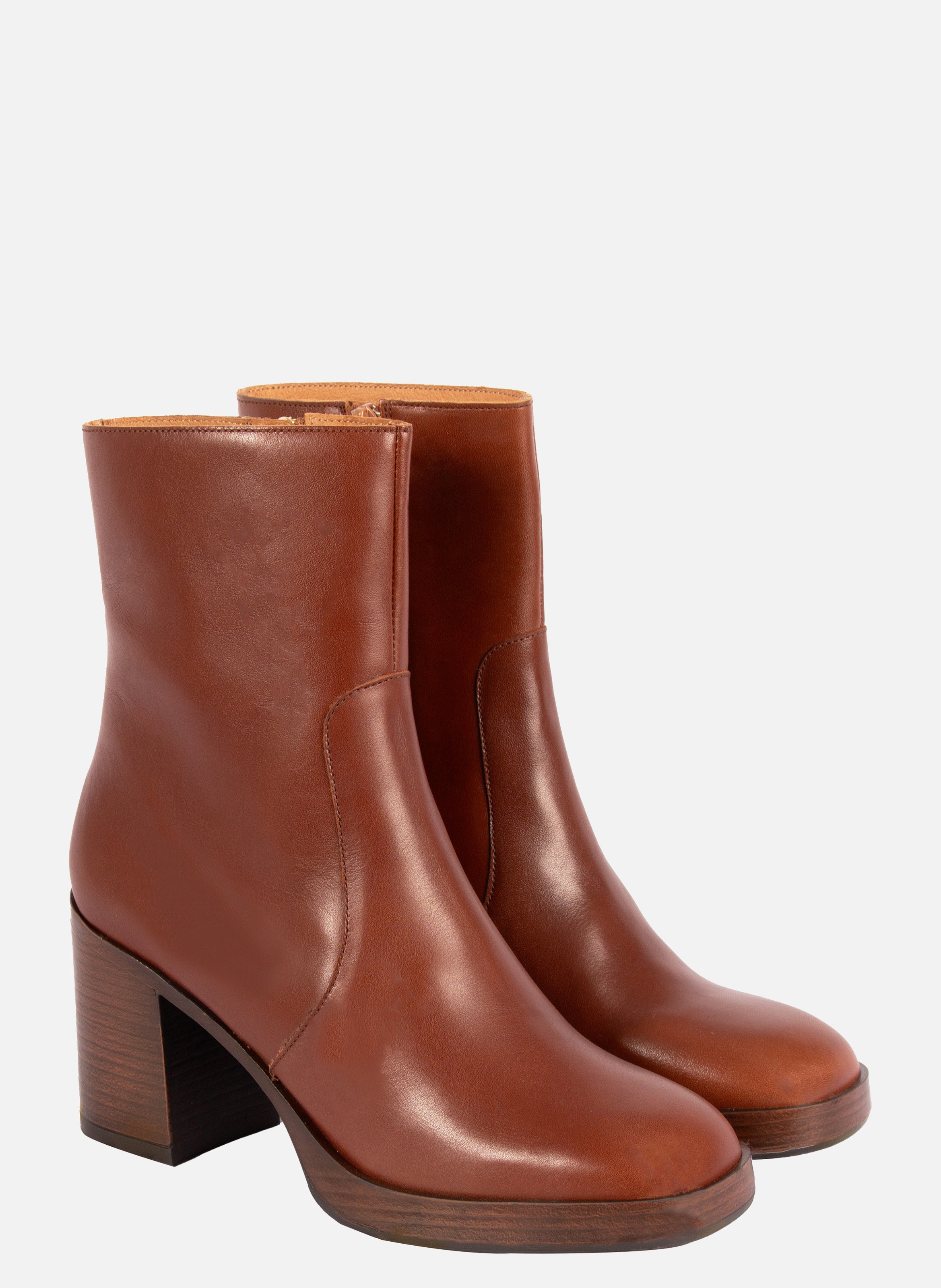 Bottines plateforme cuir JULES & JENN Marron