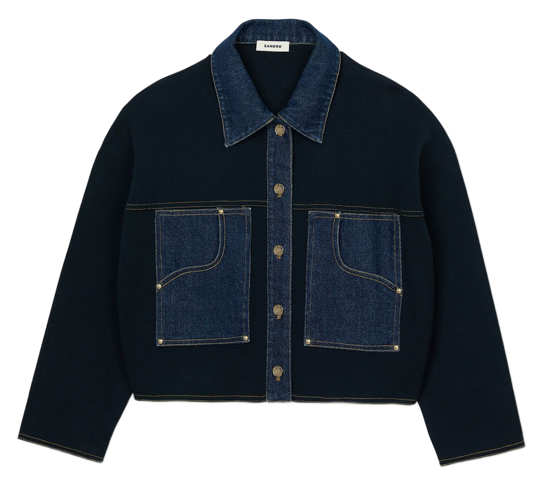 Veste courte avec détails en denim SANDRO Bleu