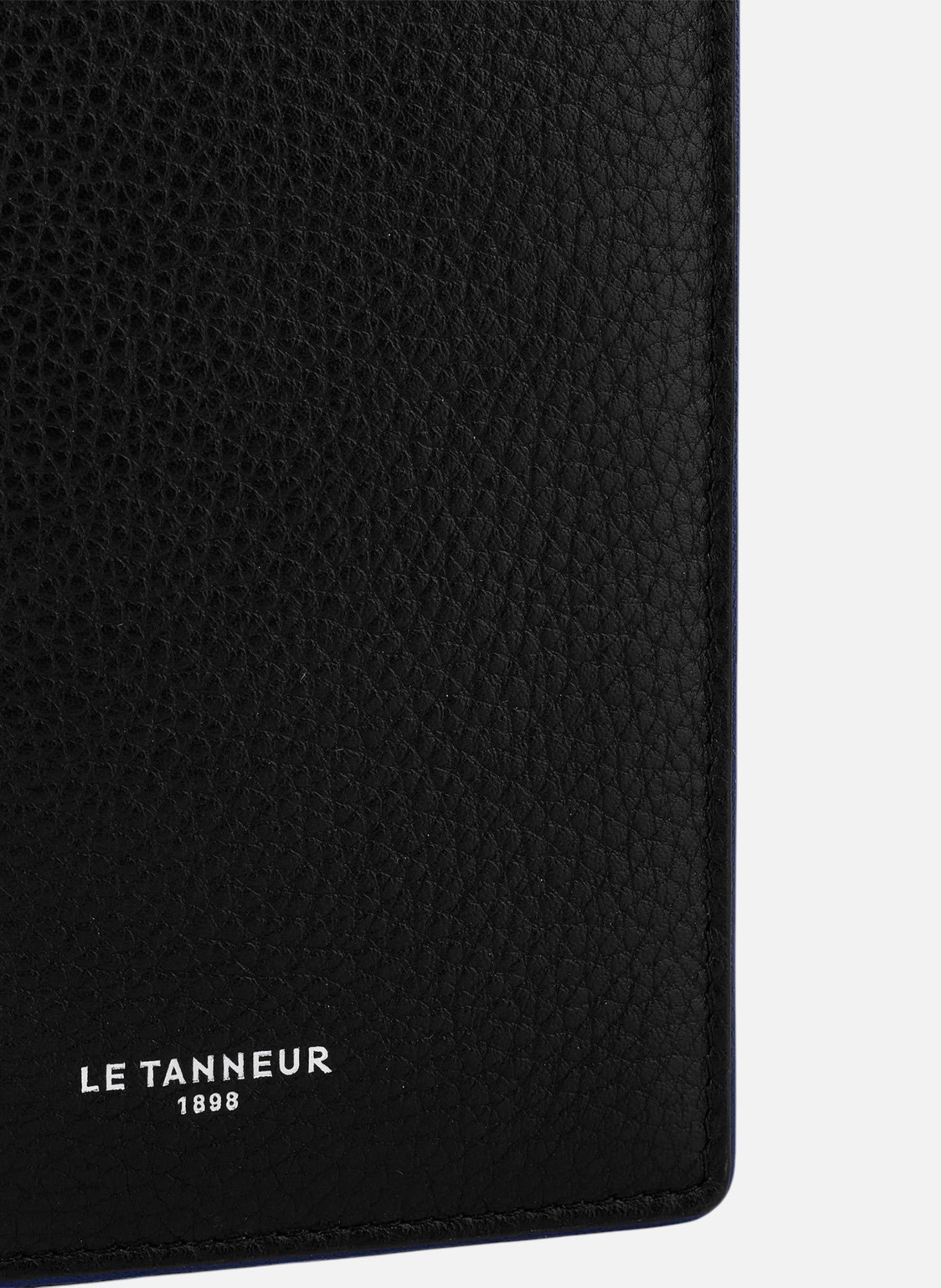 Portefeuille vertical poche monnaie zippée augustin en cuir grainé Noir
