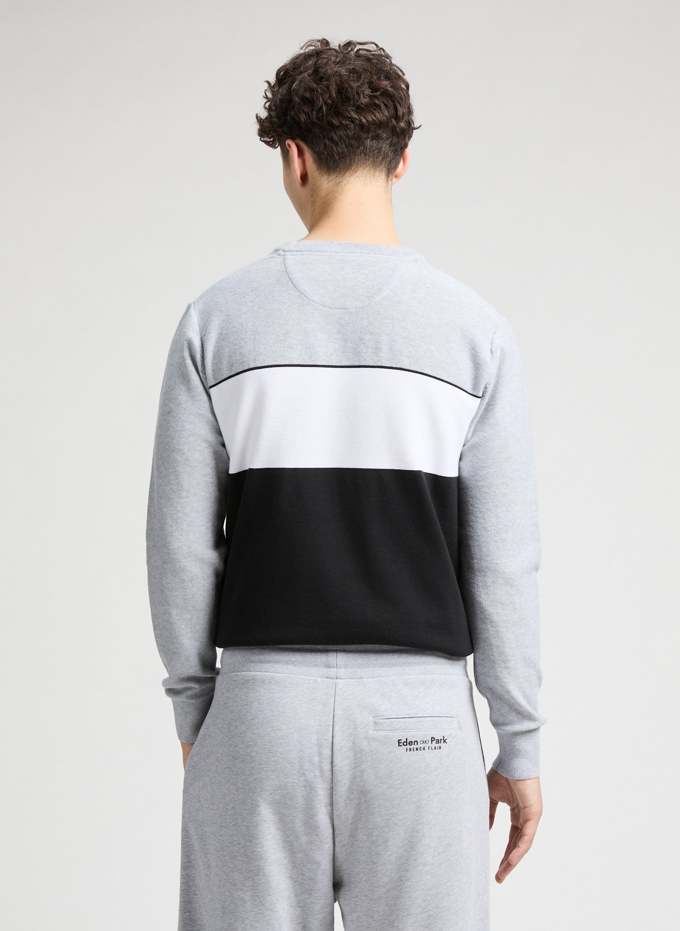 Pull col rond en coton  EDEN PARK Noir