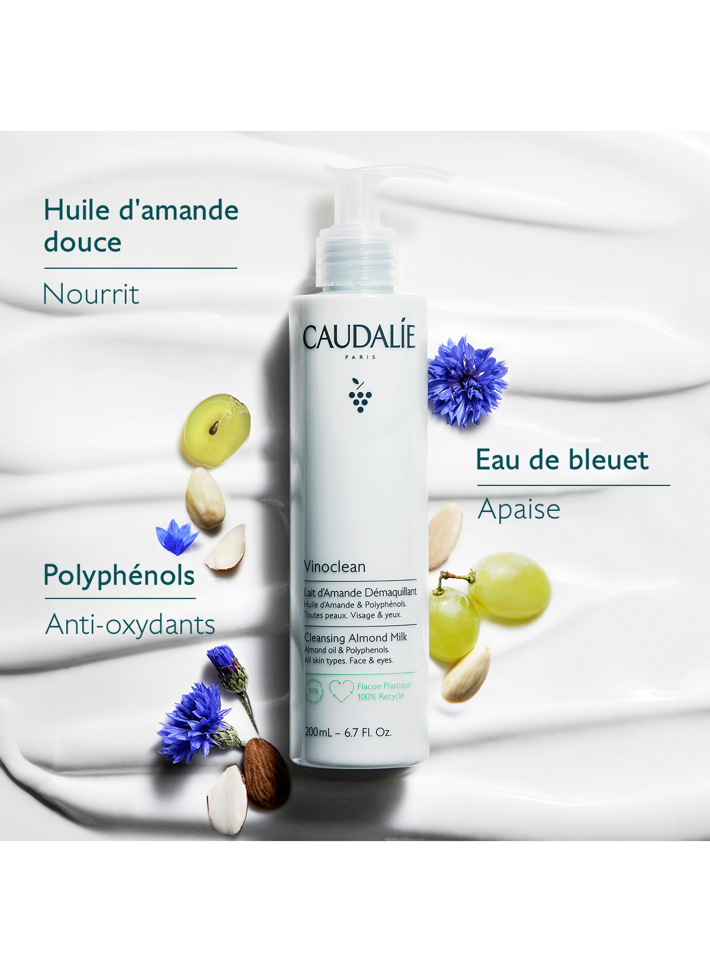 Vinoclean Lait d'Amande Démaquillant CAUDALIE No color