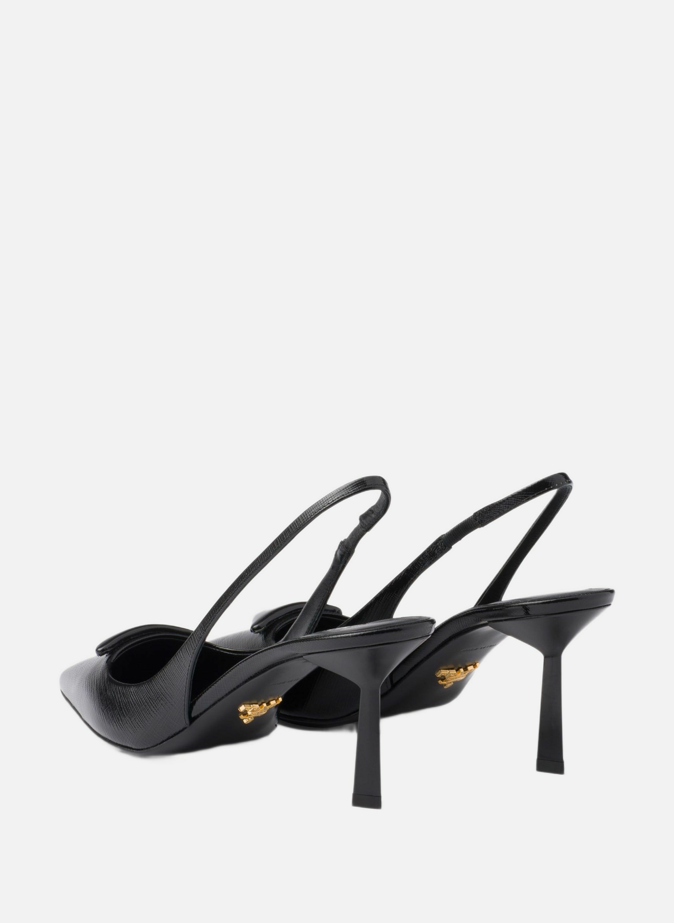 Escarpins à bride arrière en cuir saffiano verni PRADA Noir