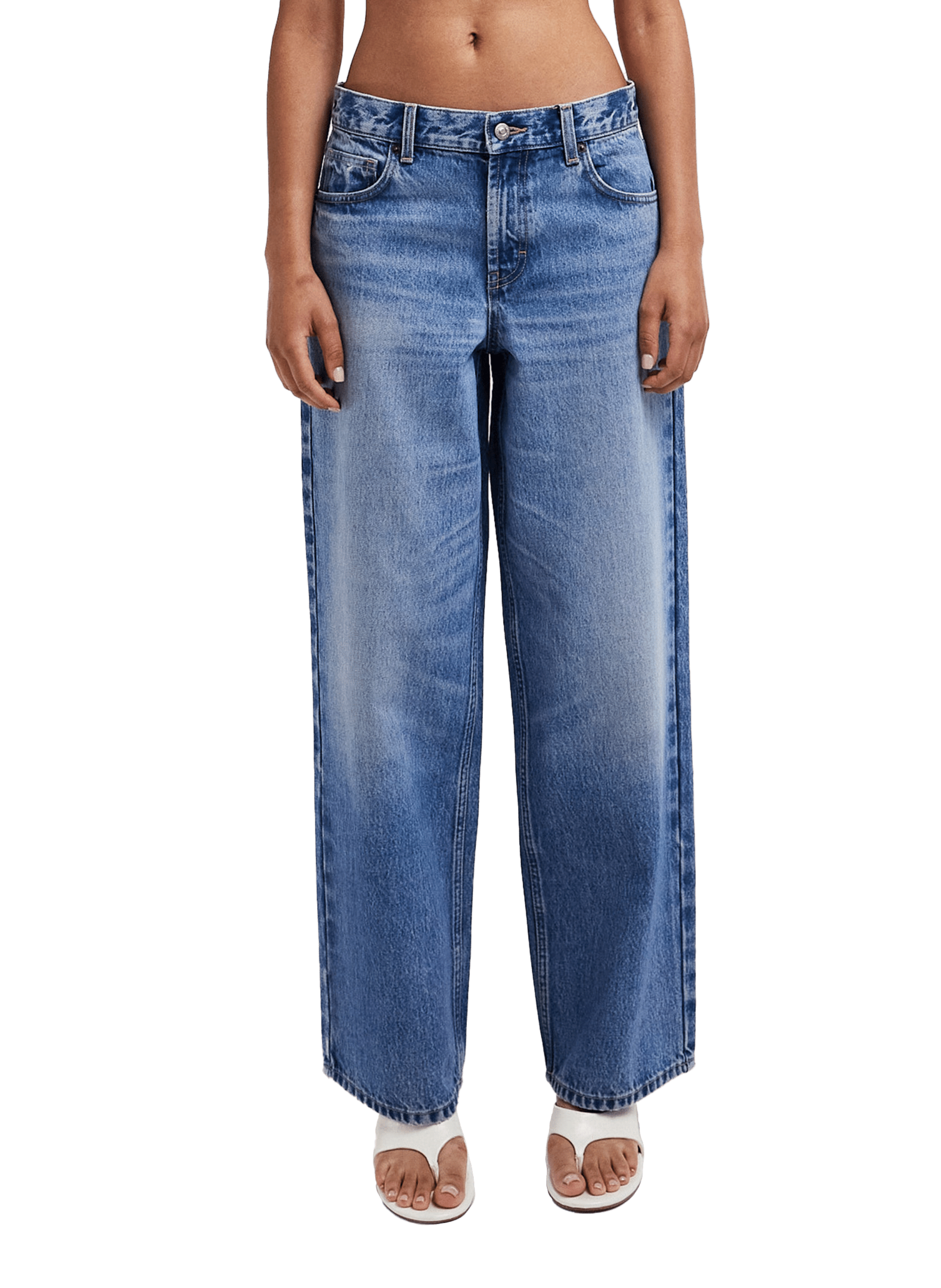 TOPSHOP Jean large en coton Bleu