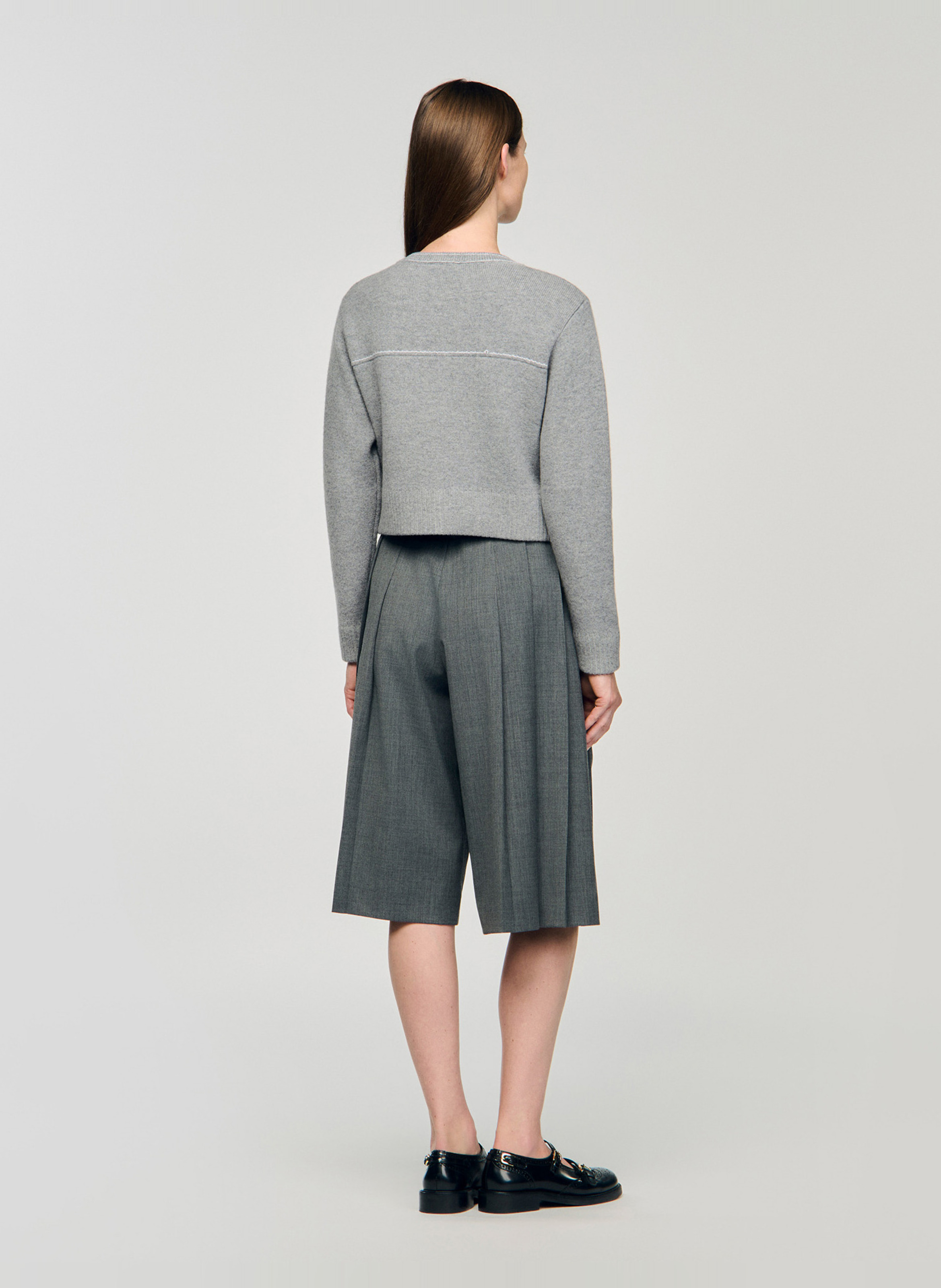 Gilet col rond en laine SANDRO Gris