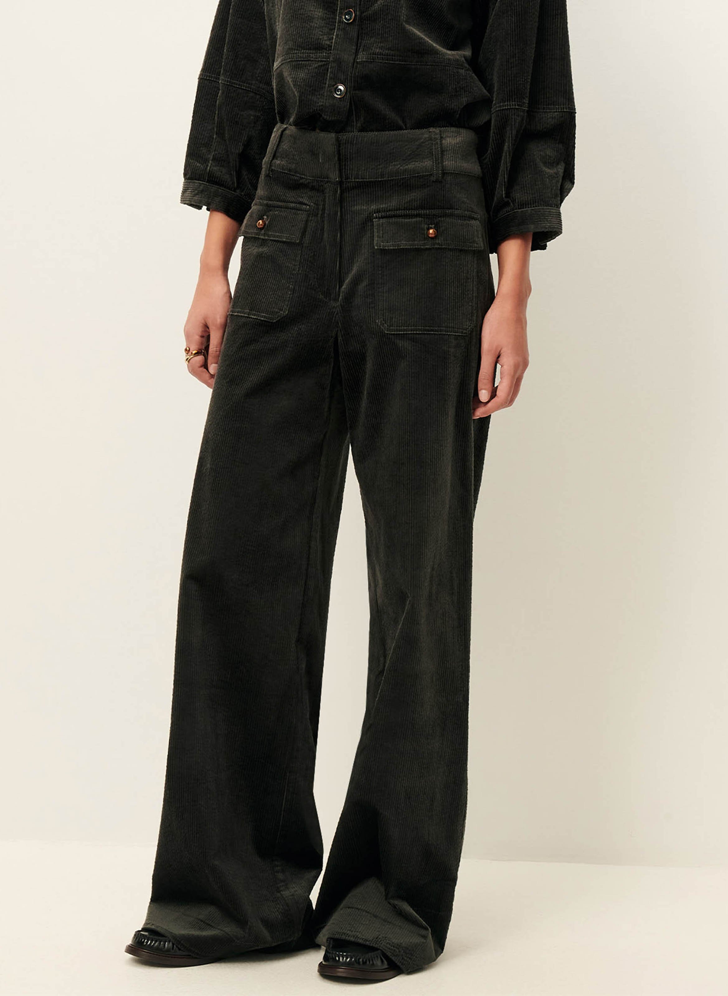 Pantalon évasé en velours côtelé manhastreet SESSUN Bleu