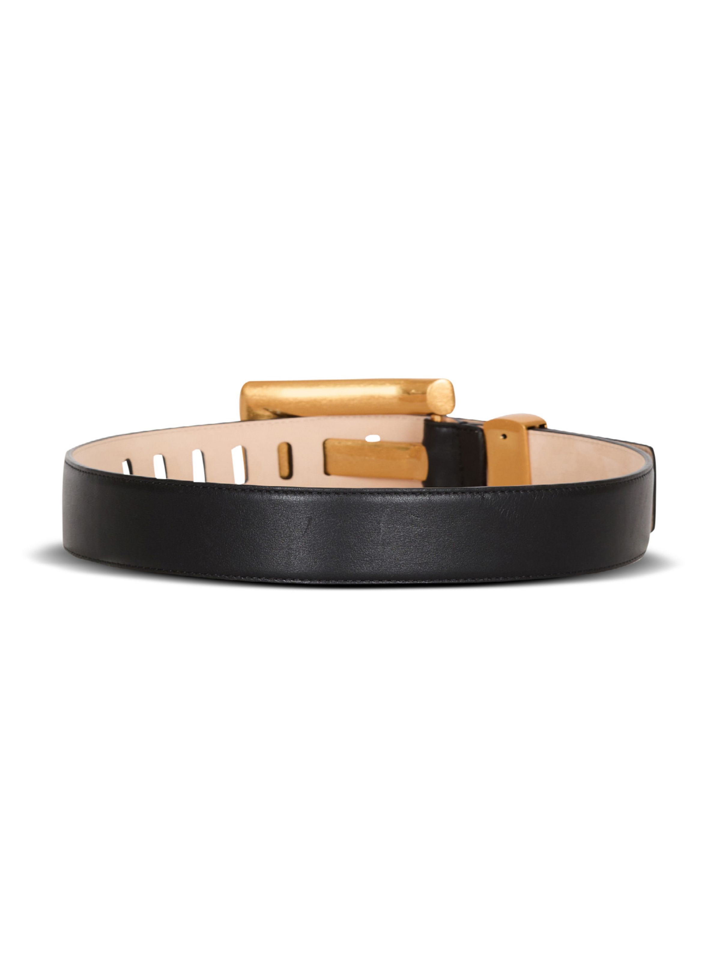 Ceinture anthem en cuir de veau et cristaux BALMAIN Noir