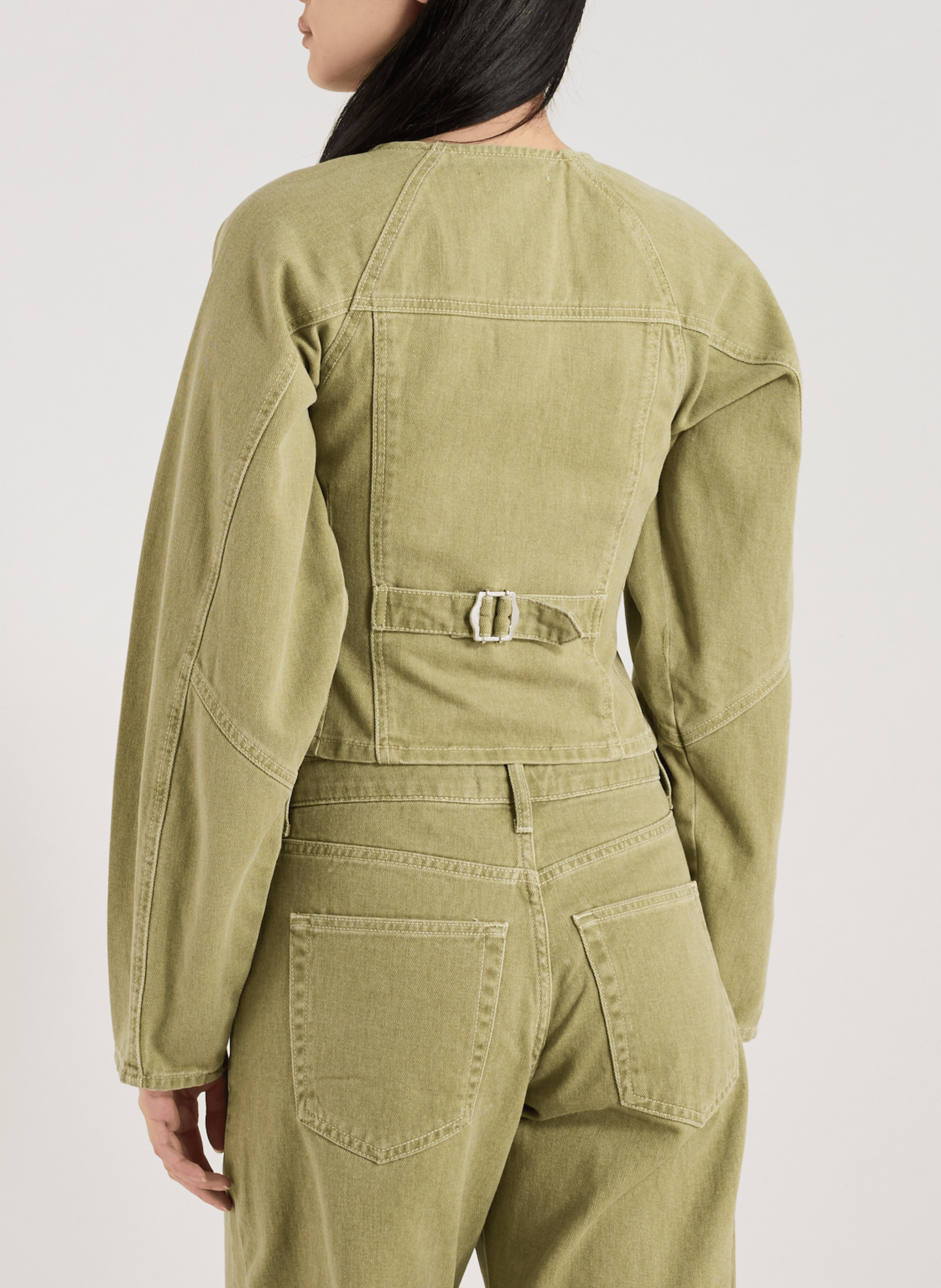 Top avec boutons en coton TOPSHOP Vert