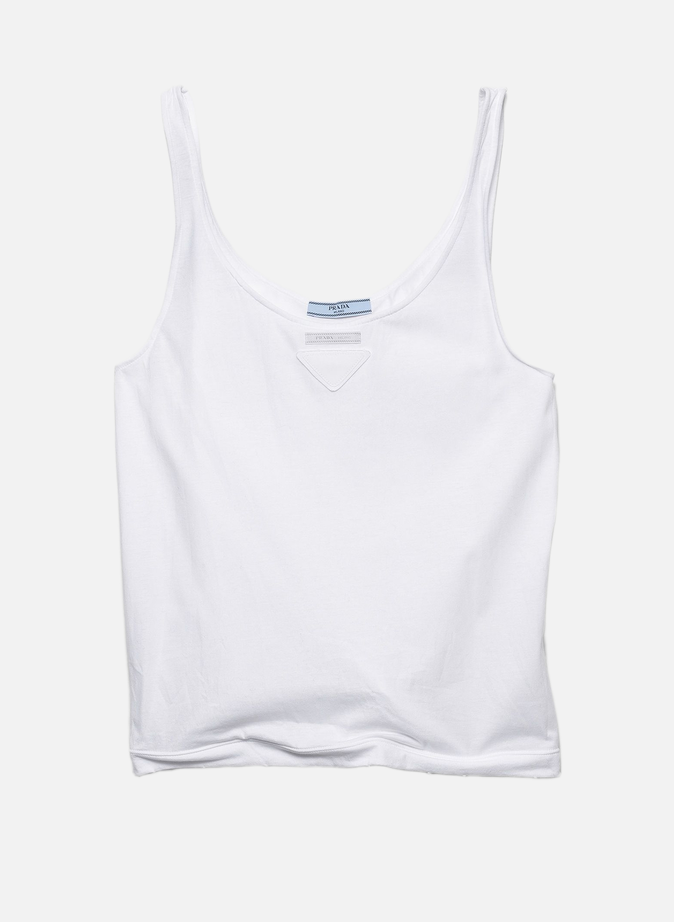 Débardeur en jersey de coton PRADA Blanc