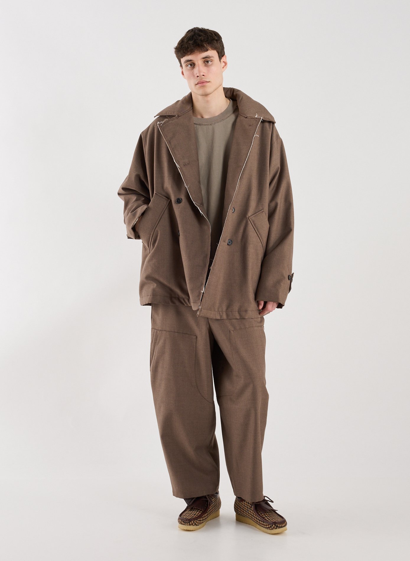 Oversized mid-length padded pea coat CAMIEL FORTGENS Brown