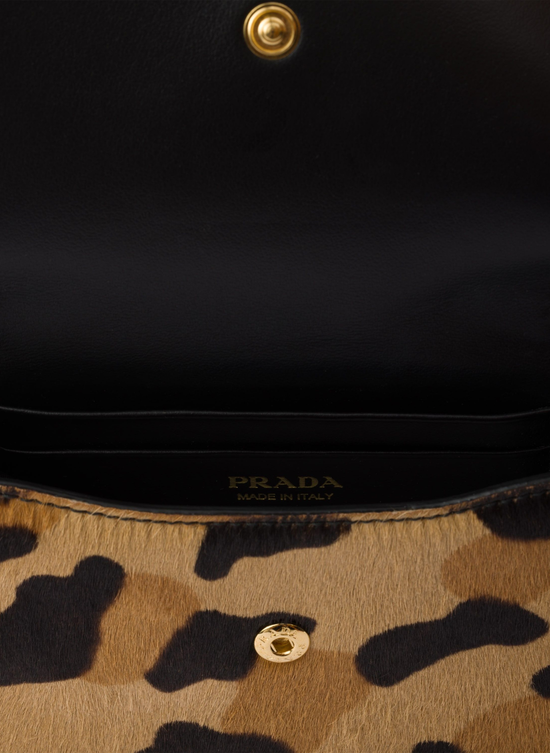 Porte-cartes en cuir imprimé avec bandoulière PRADA Beige