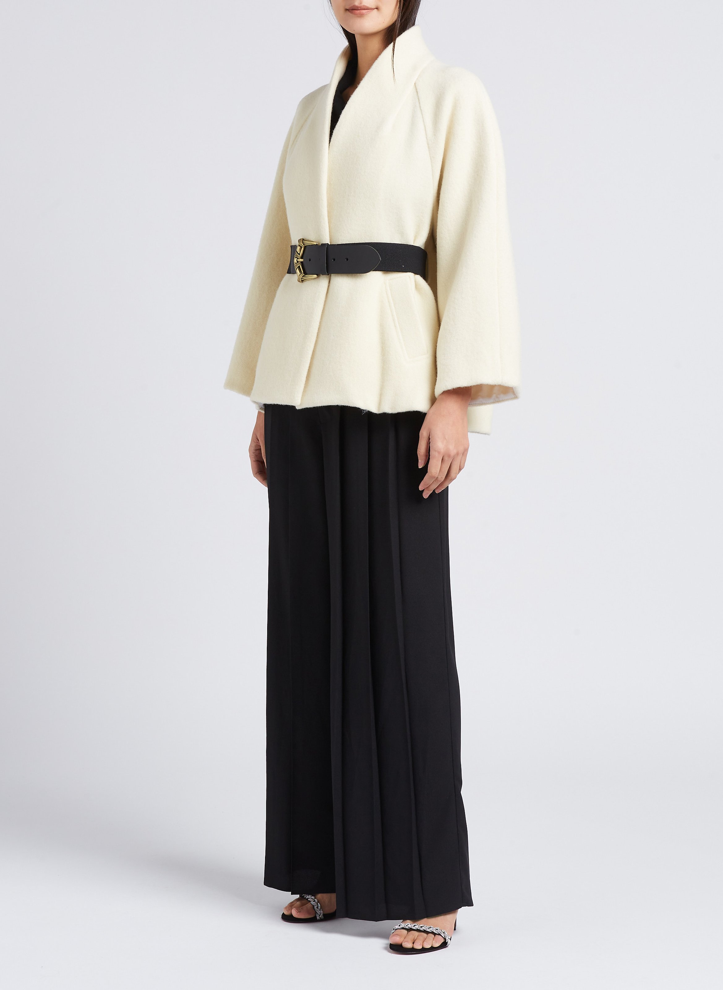 Cape droite col châle en laine hini BA&SH Beige