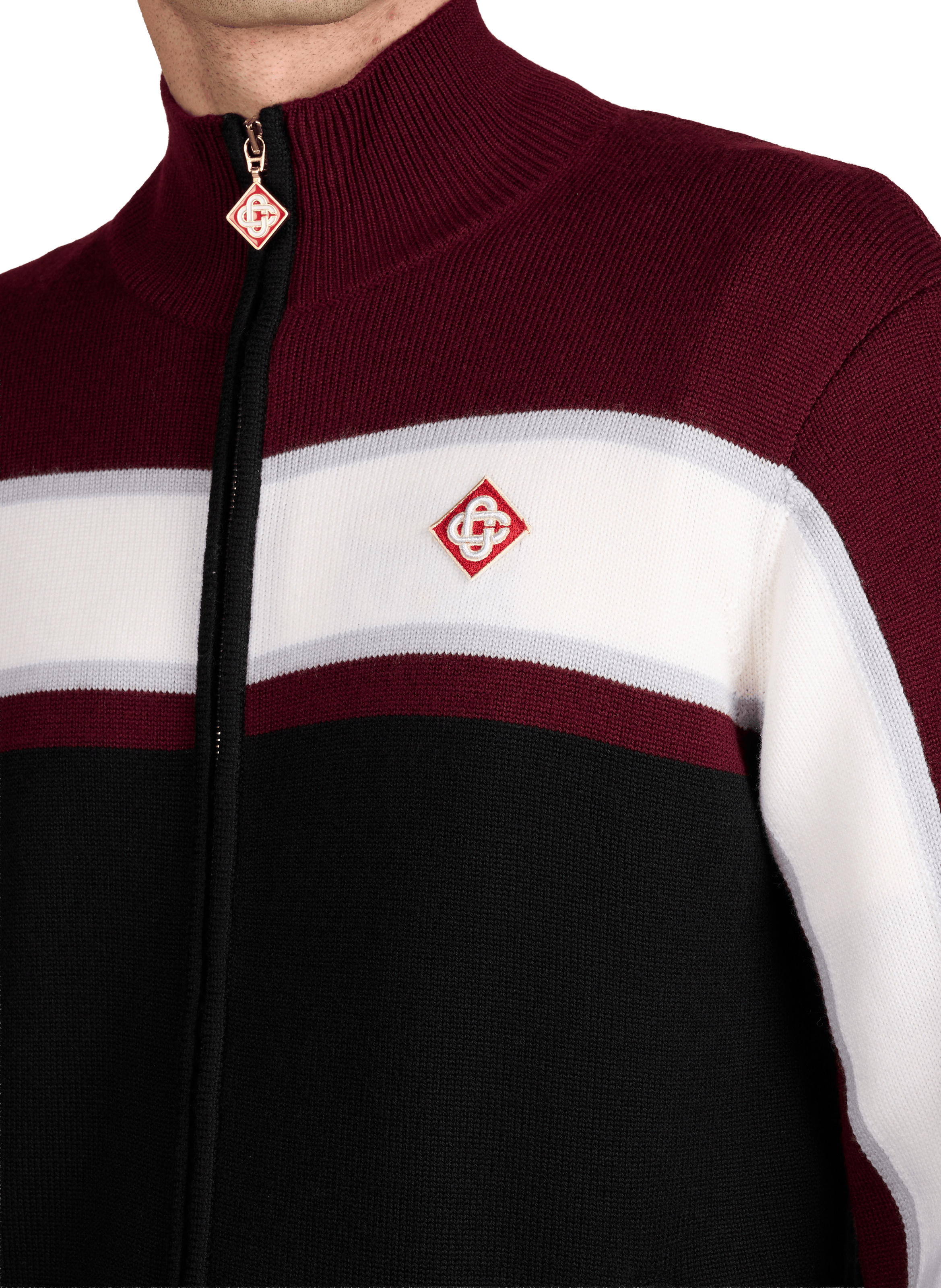 Veste zippée à col montant en laine mérinos CASABLANCA PARIS Noir