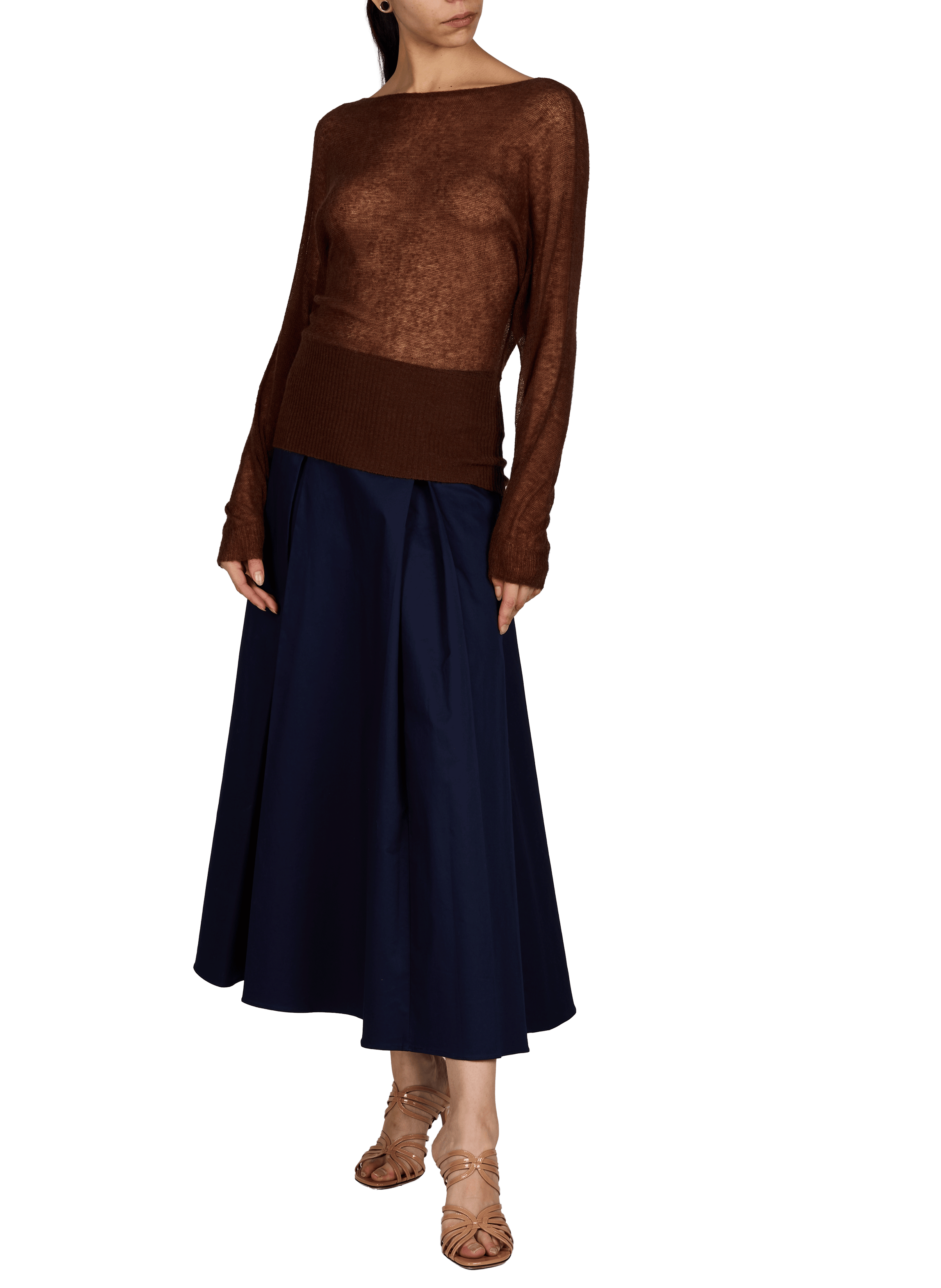 Taillierter Pullover mit Bootsausschnitt TOPSHOP Braun