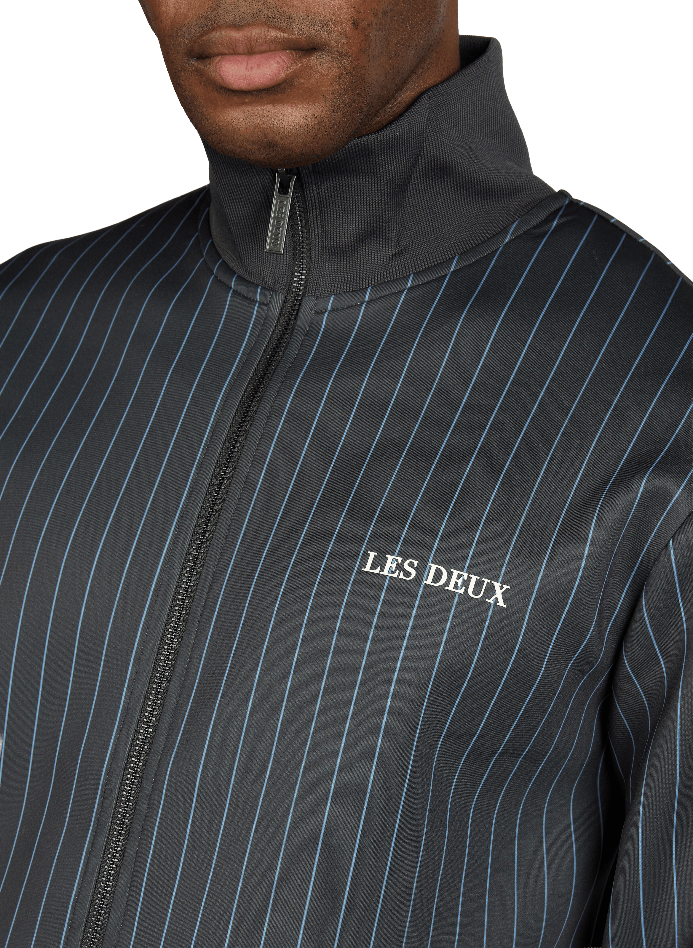 Veste droite rayée à col montant LES DEUX Gris