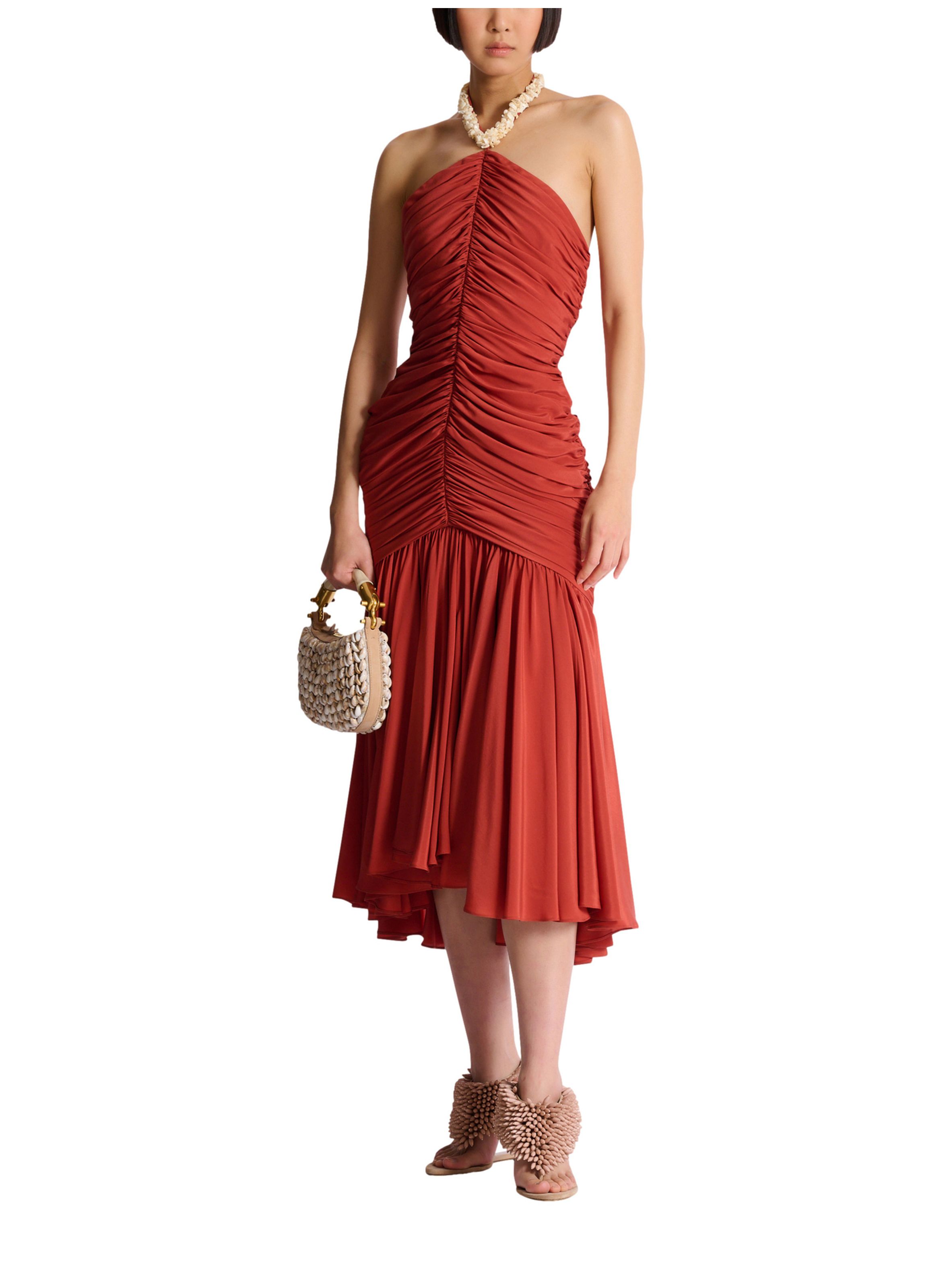 Robe coquillages en crêpe BALMAIN Rouge