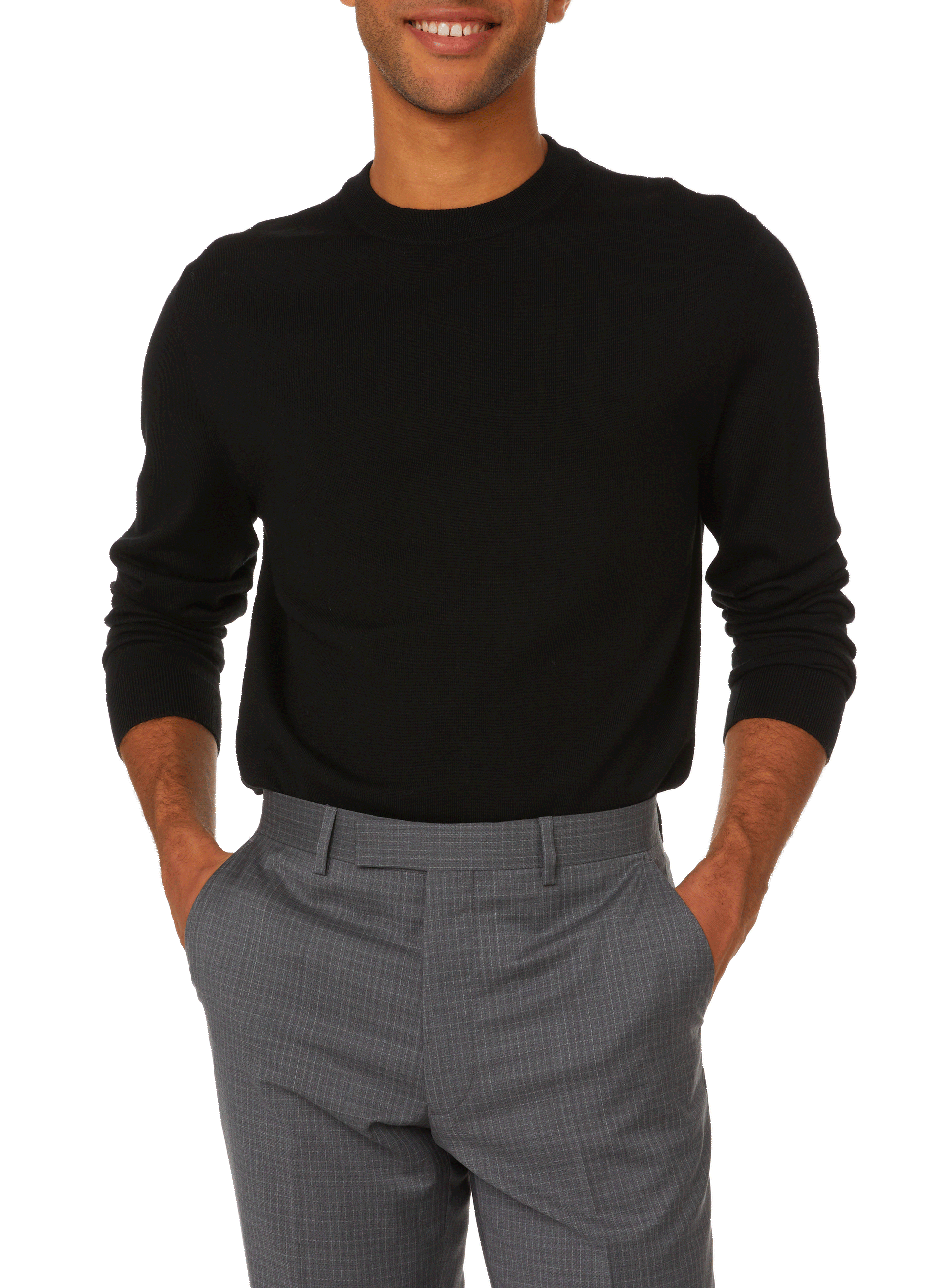 Pull Arnau col rond en laine mérinos SAISON 1865 Noir