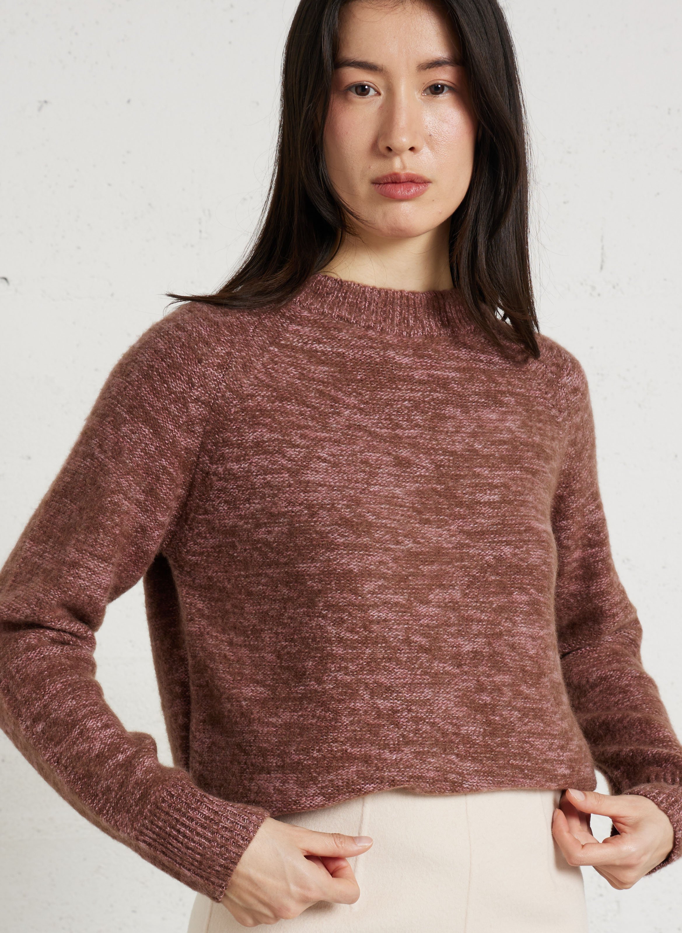 Pull droit col rond chiné en cachemire pearl MAISON 123 Violet