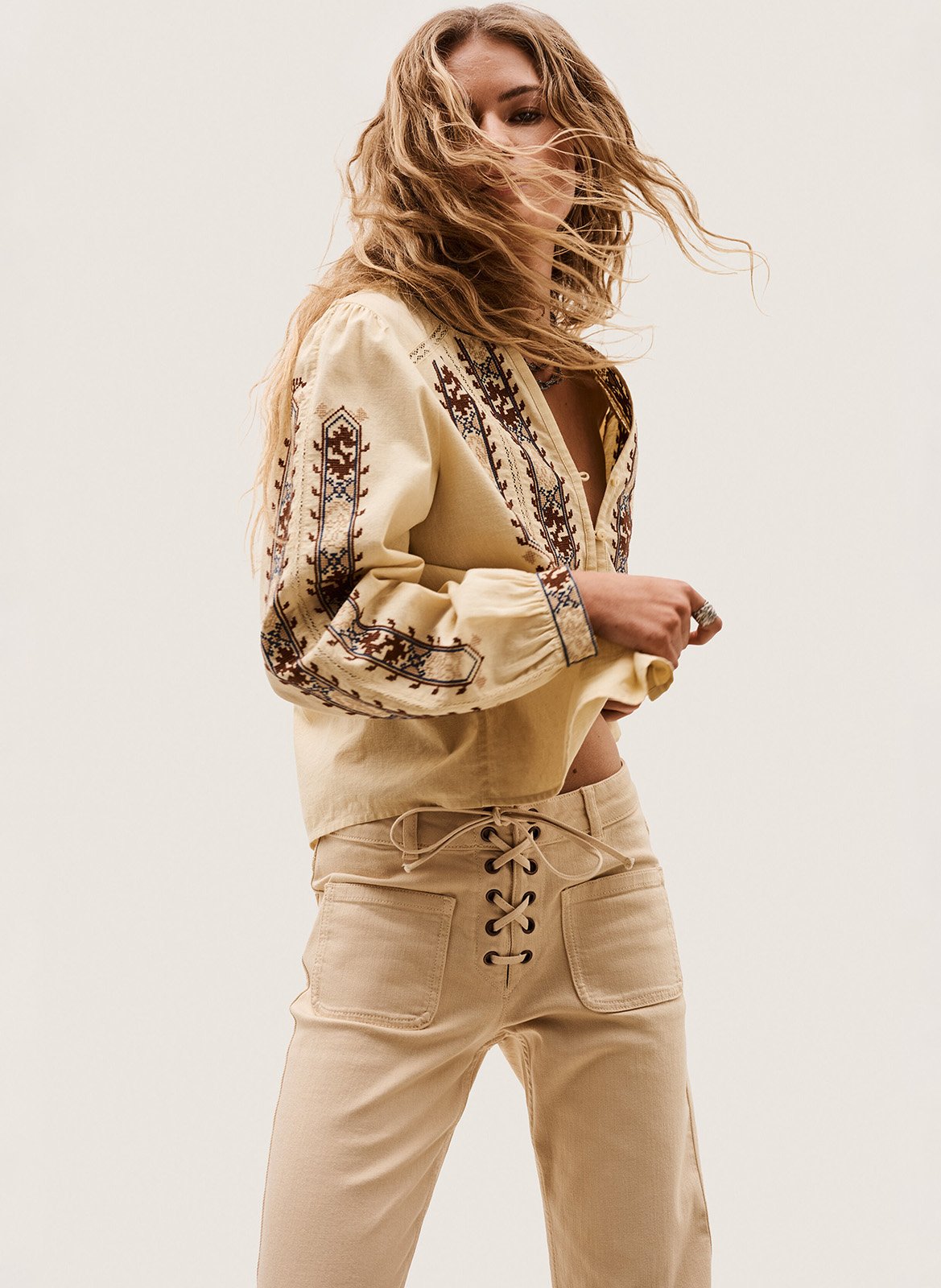 Blouse ample en coton mélangé faustina BA&SH Beige