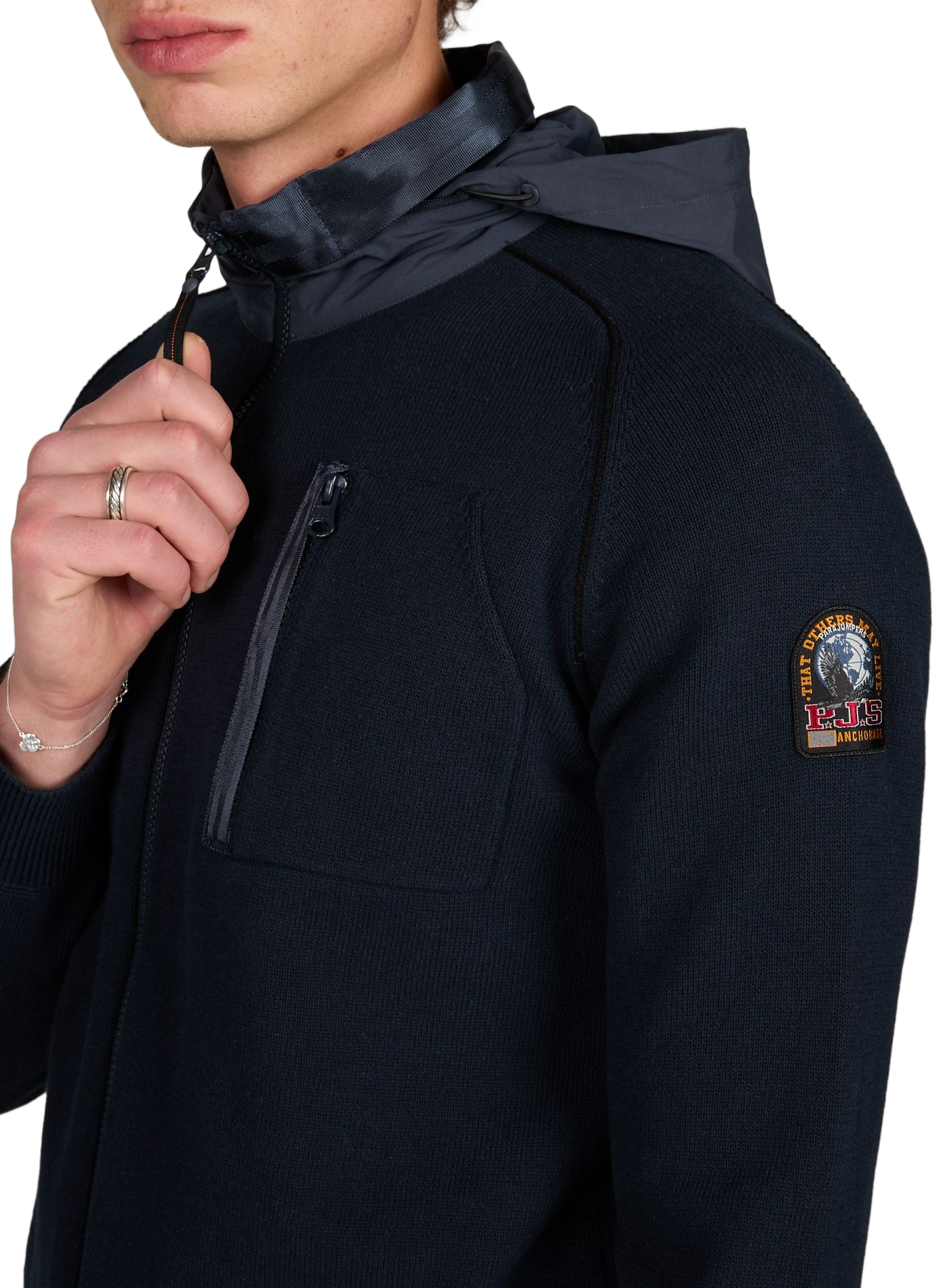 Retractable cotton hoodie PARAJUMPERS Blue