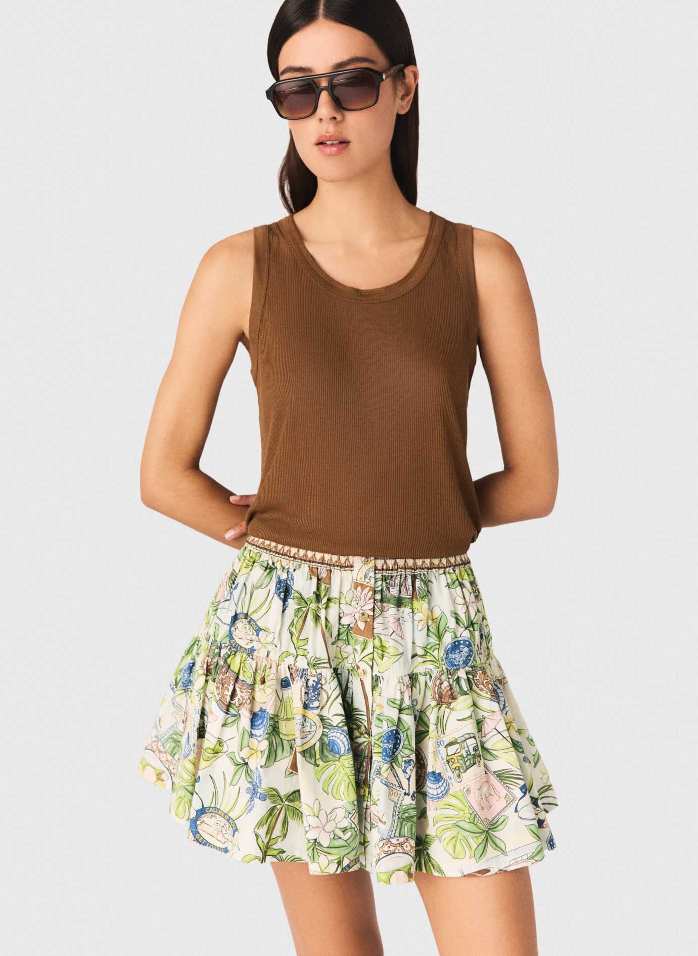 Débardeur droit côtelé MAJE Marron