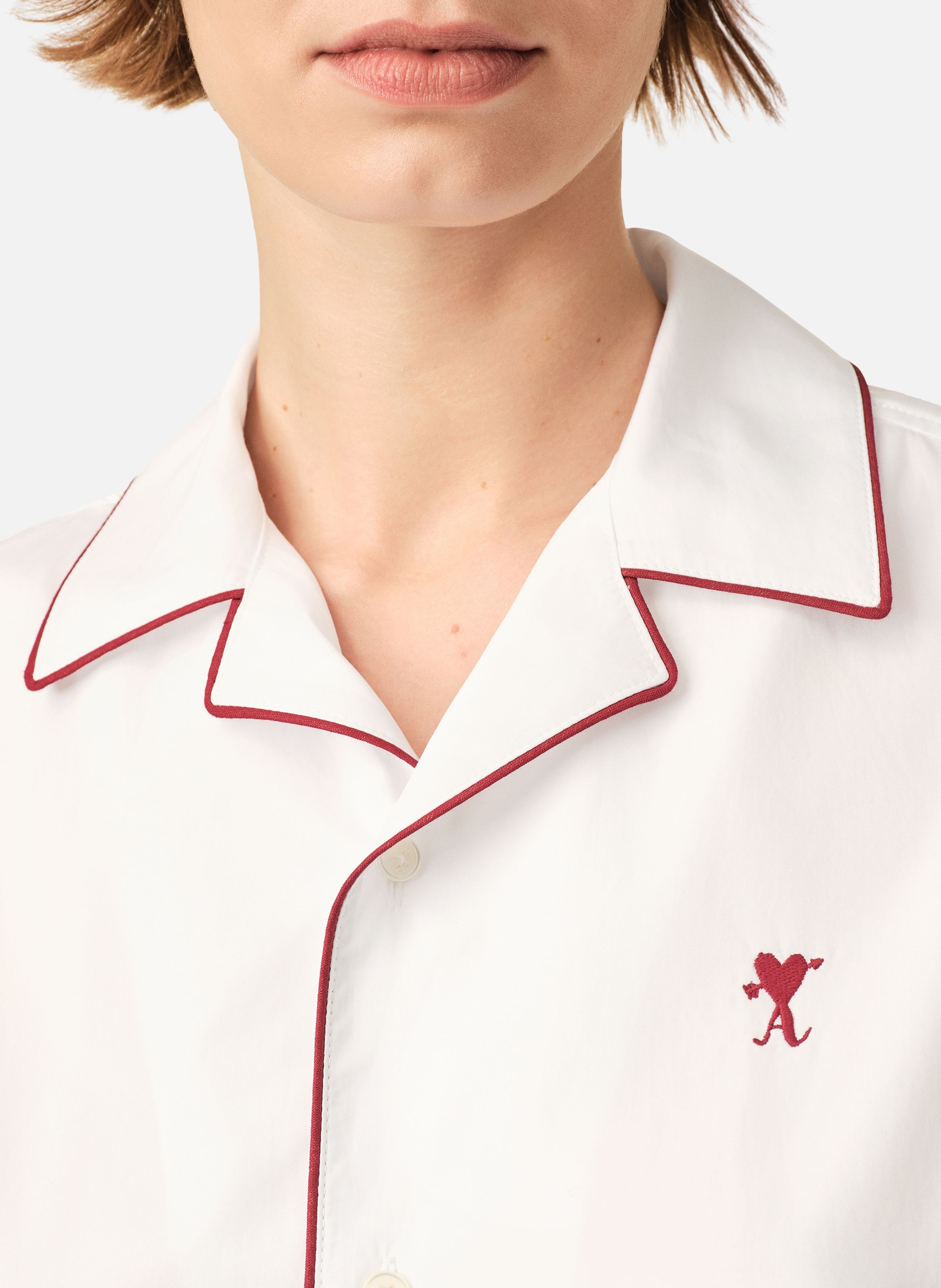 Chemise manches courtes ami de coeur flèche unisexe en coton AMI PARIS Blanc