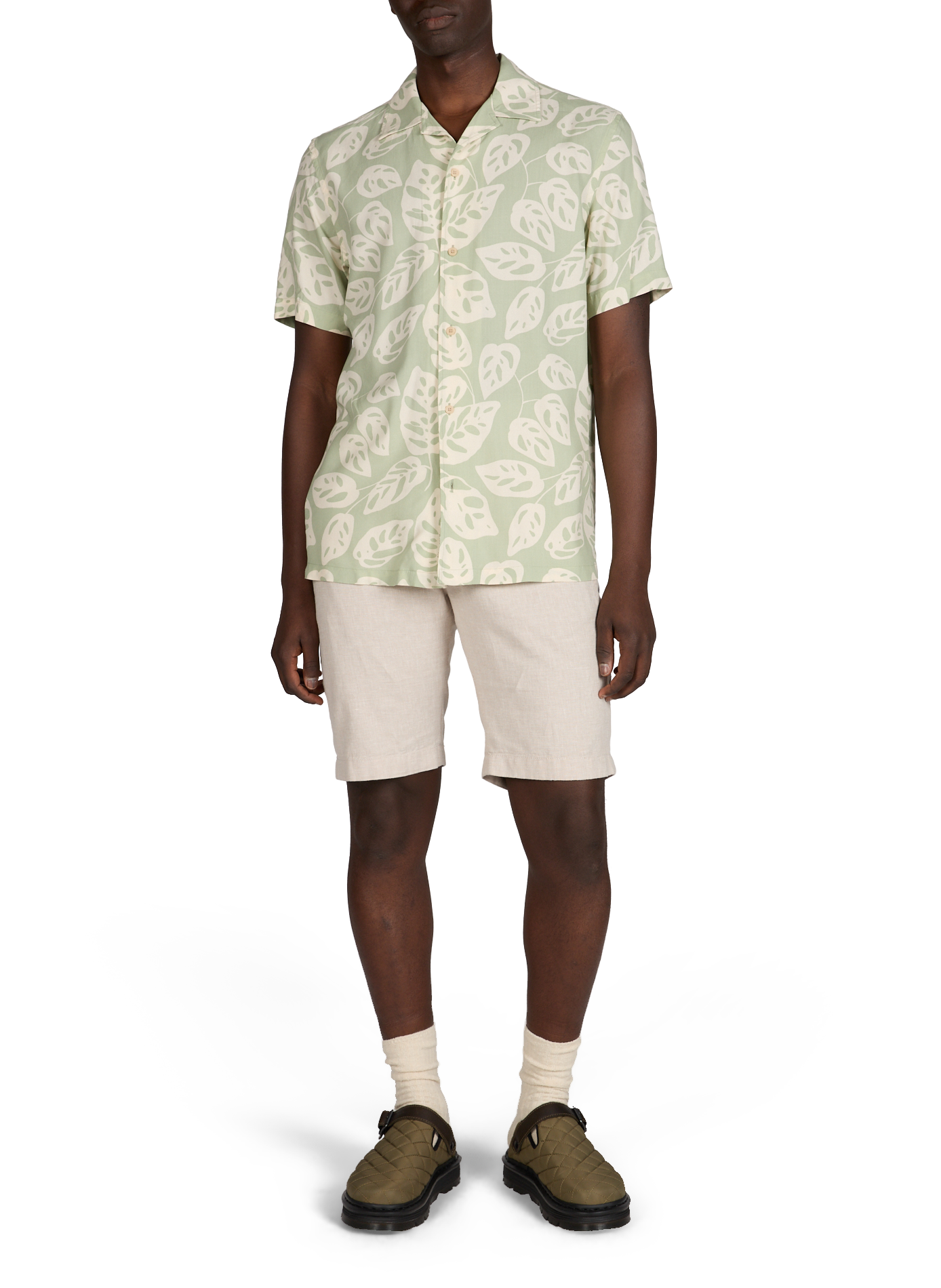 Chemise manches courtes à motif floral PIERRE CARDIN Vert
