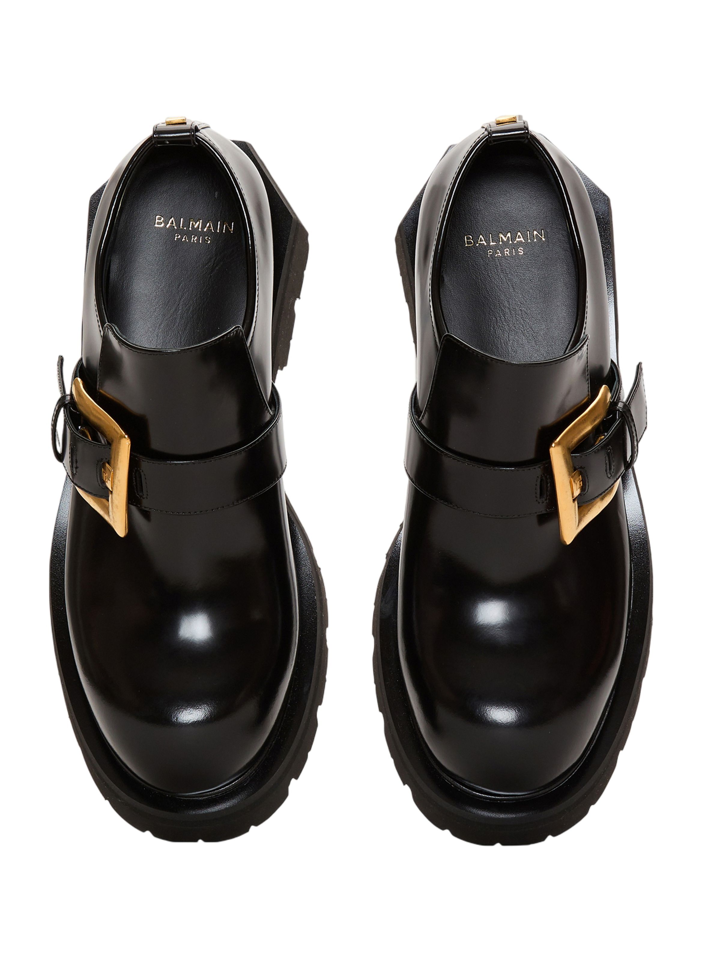 Mocassins anthem en cuir glacé BALMAIN Noir