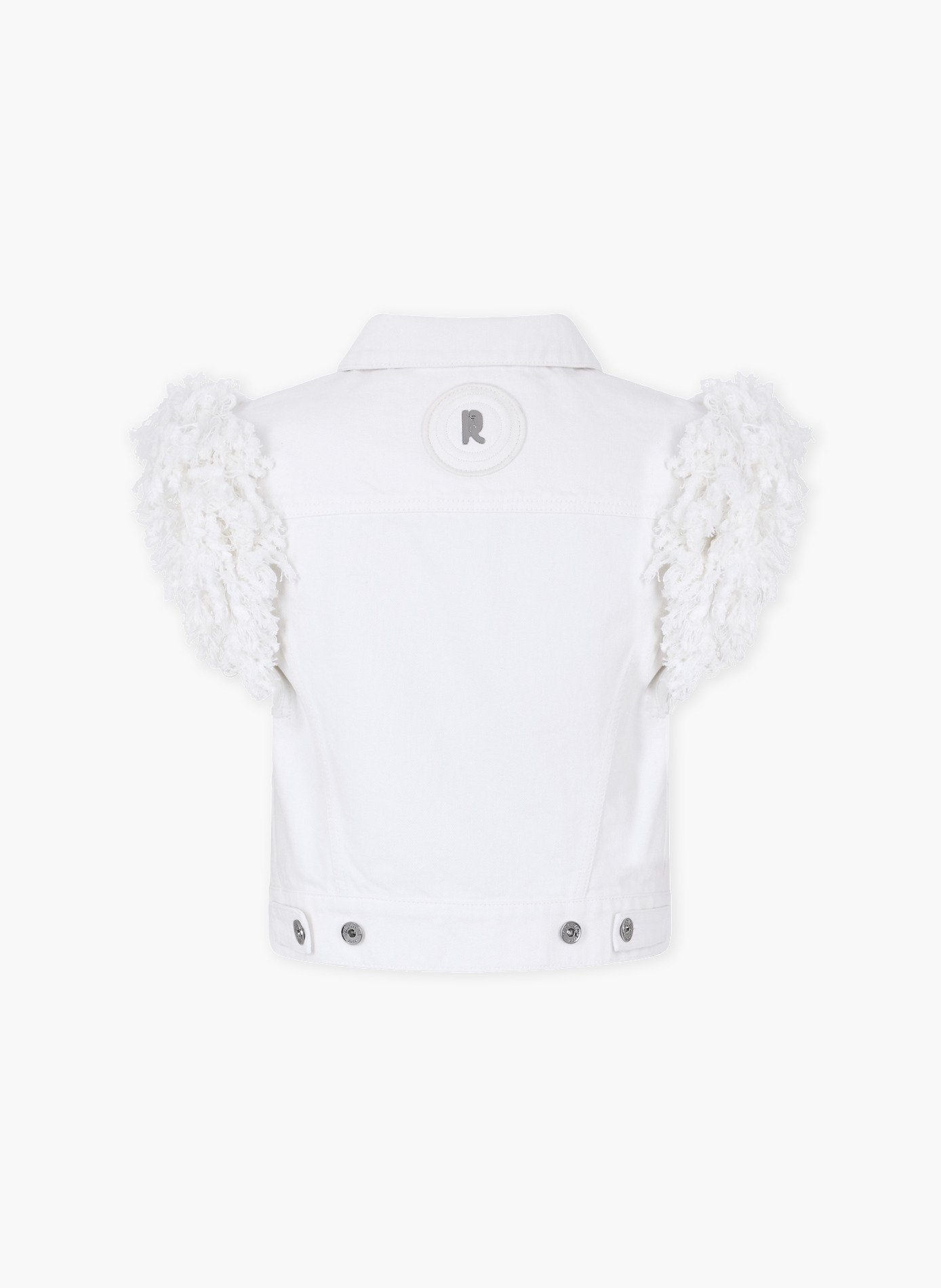 Veste en denim ajustée avec franges RABANNE Blanc