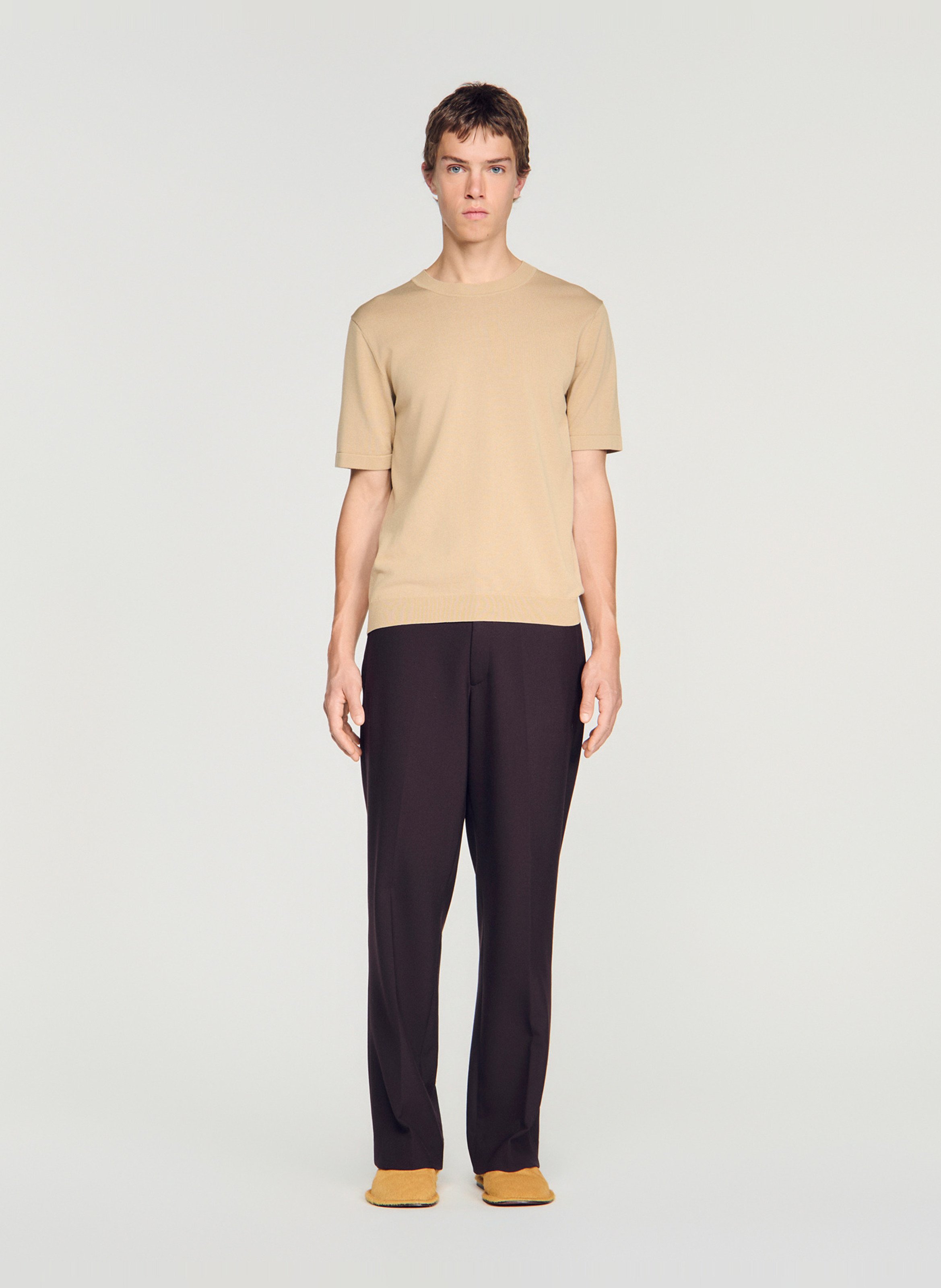 Pull droit manches courtes SANDRO Marron