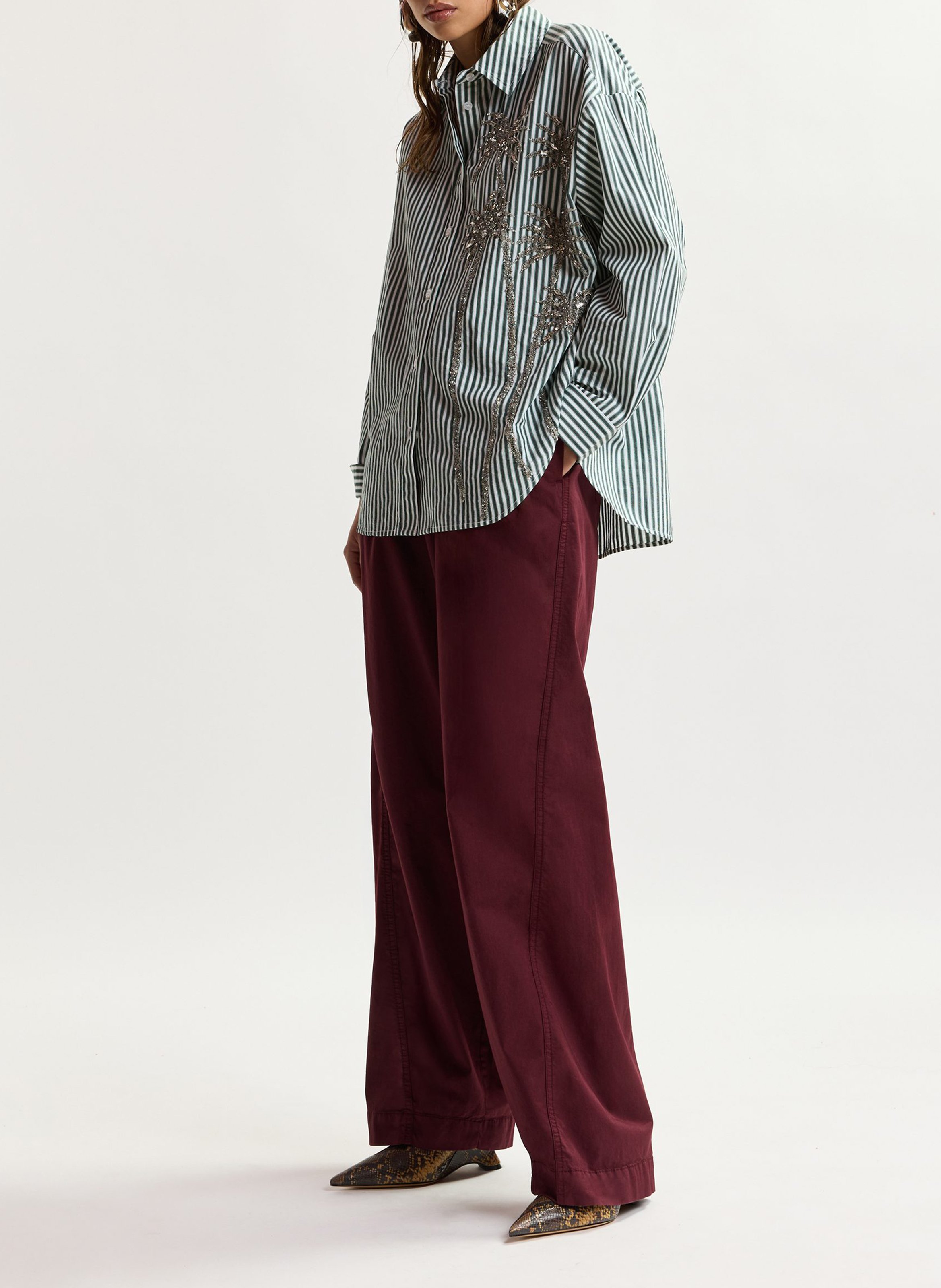 Chemise oversize col classique rayée kasper ESSENTIEL ANTWERP Blanc